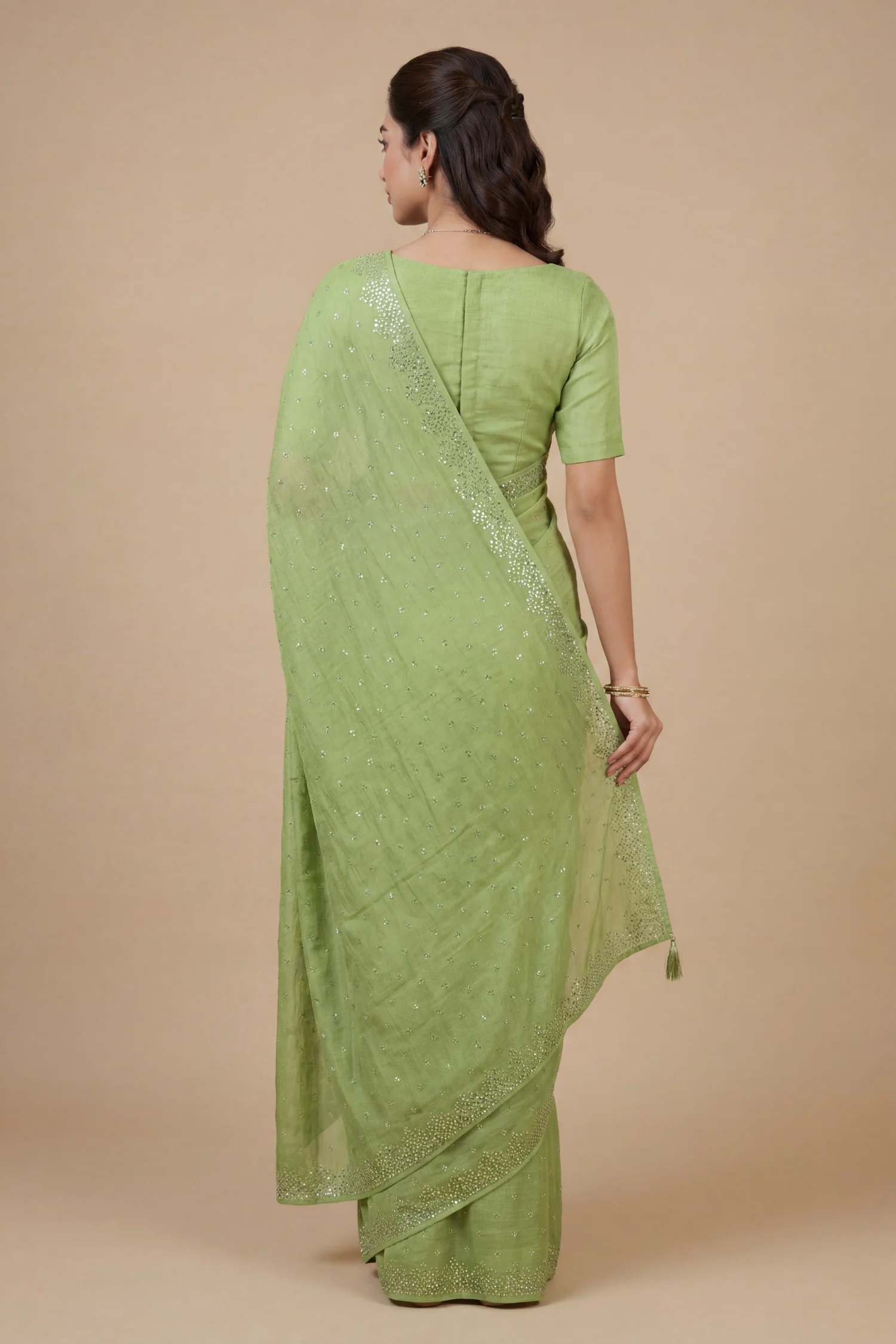 Chinon Saree with Swarovski work. - Image 4
