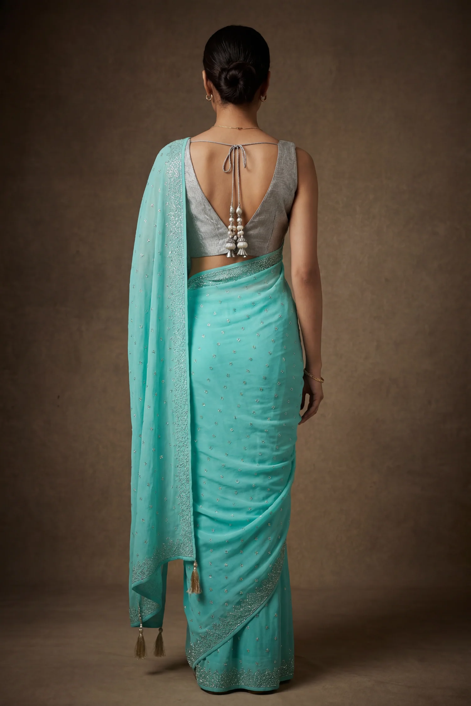 Chinon Saree with Swarovski work. - Image 4