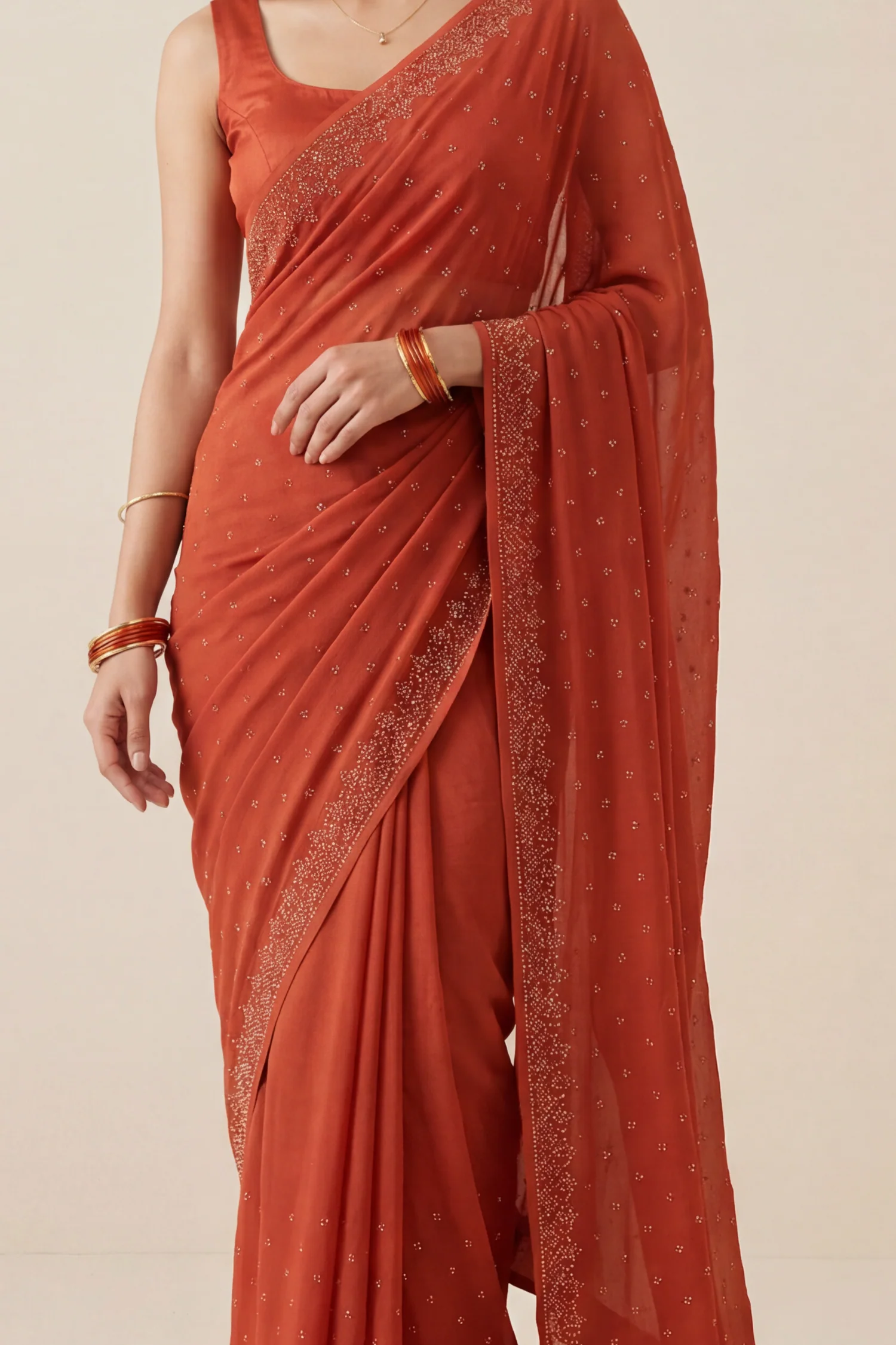 Chinon Saree with Swarovski work. - Image 2