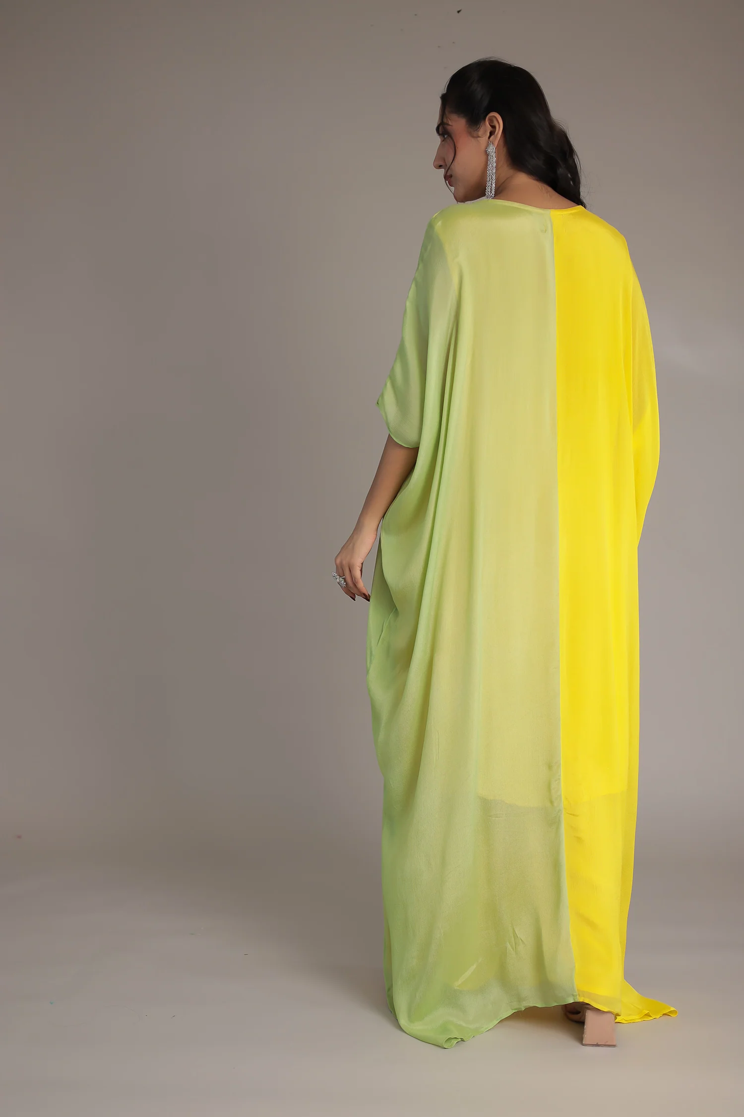 Double Shade Chinon Silk Indowestern with Sequins and Stone work - Image 7