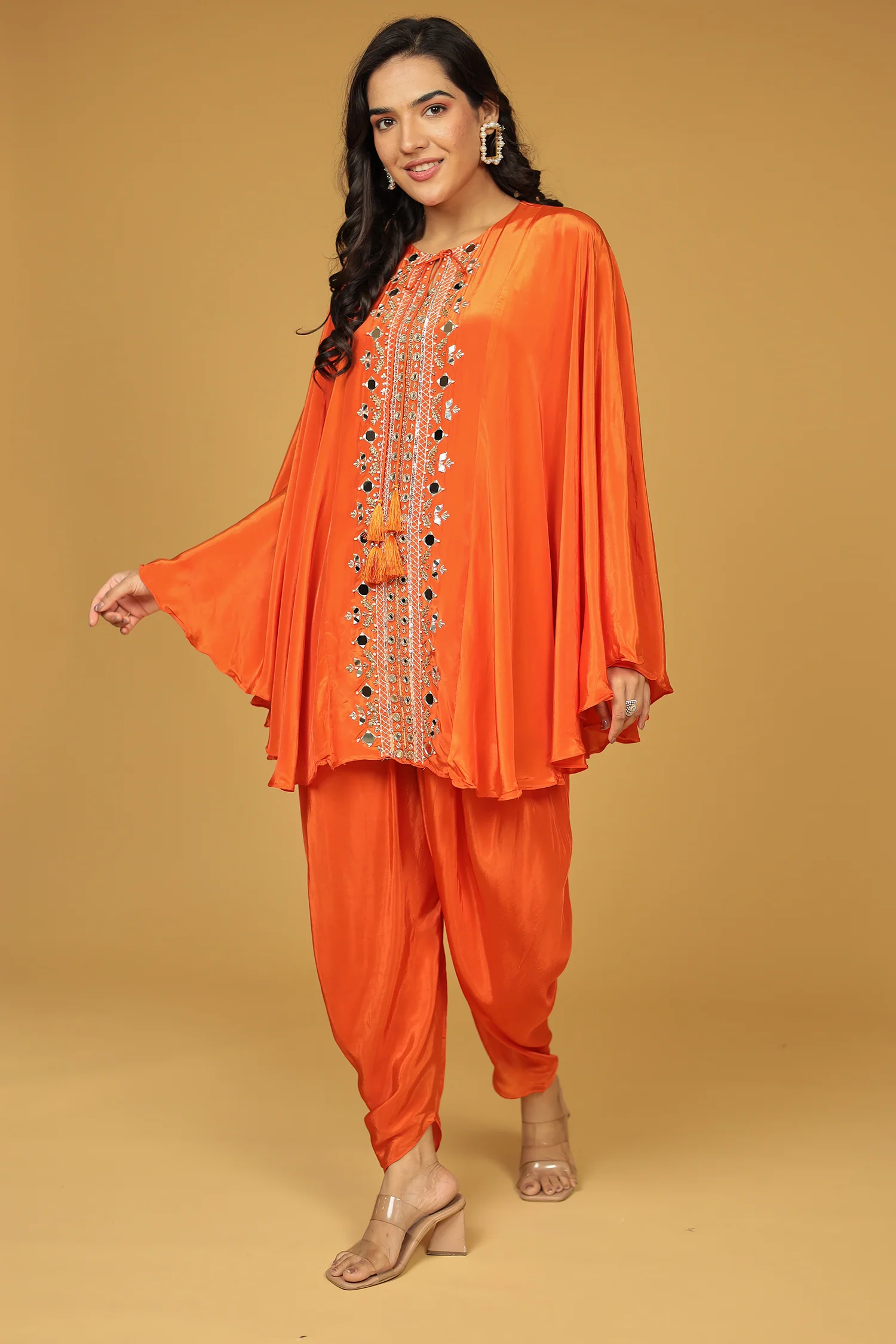 Chinon Silk Kaftan with Mirror, Pearl and Thread work - Image 12