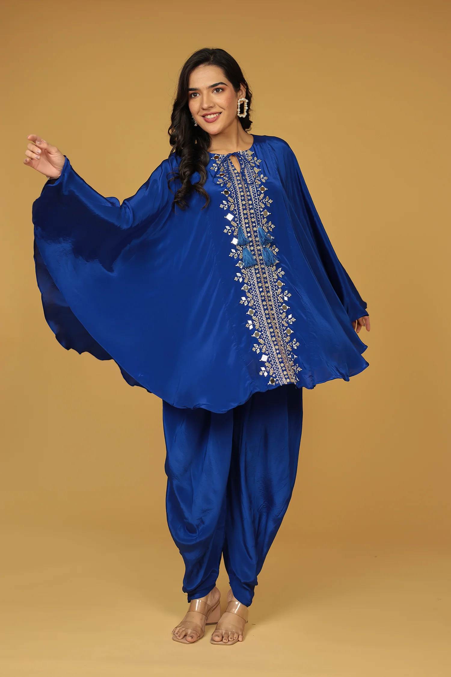 Chinon Silk Kaftan with Mirror, Pearl and Thread work - Image 5