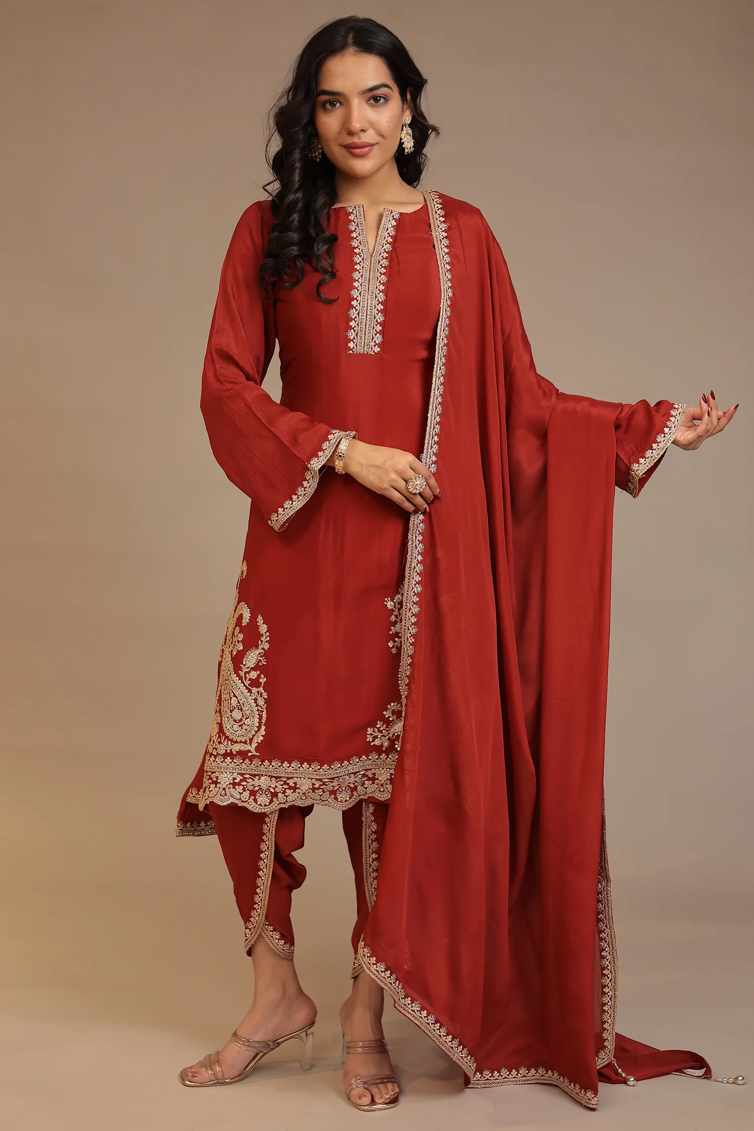 Chinon Suit with Aari, Dori, Sequins work