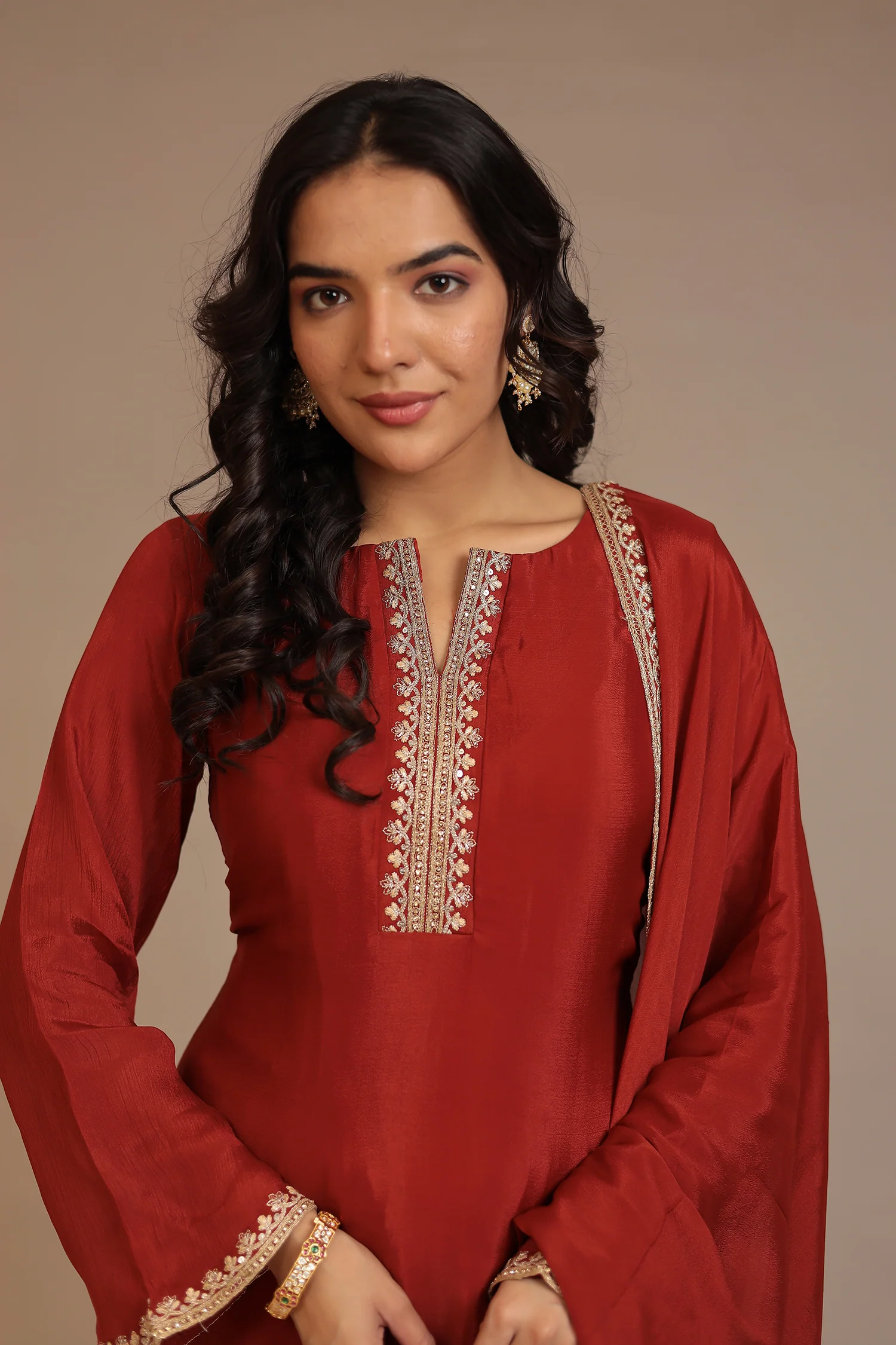 Chinon Suit with Aari, Dori, Sequins work - Image 2