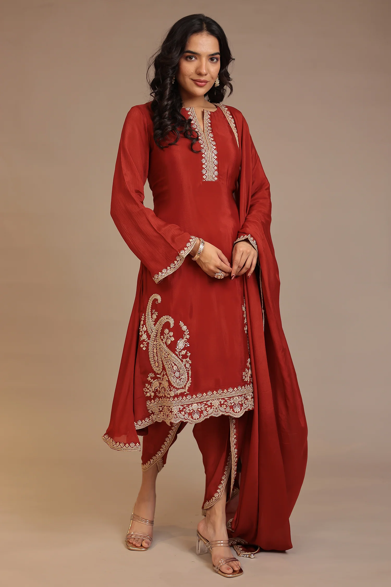 Chinon Suit with Aari, Dori, Sequins work - Image 3