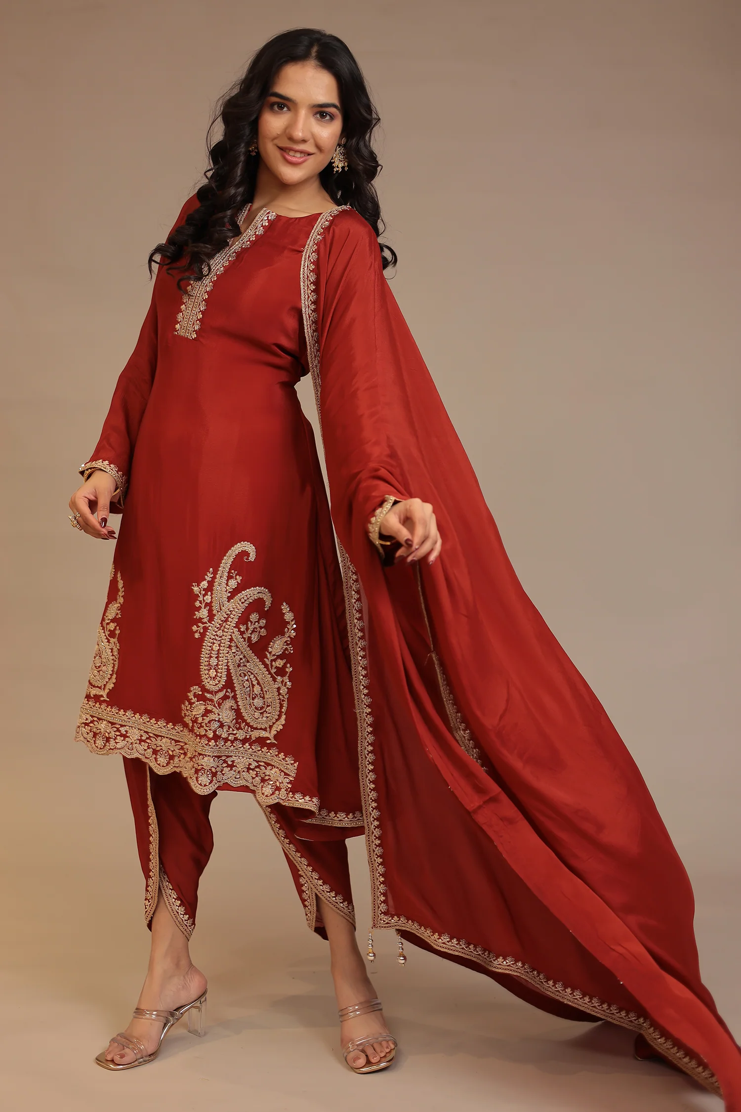 Chinon Suit with Aari, Dori, Sequins work - Image 5