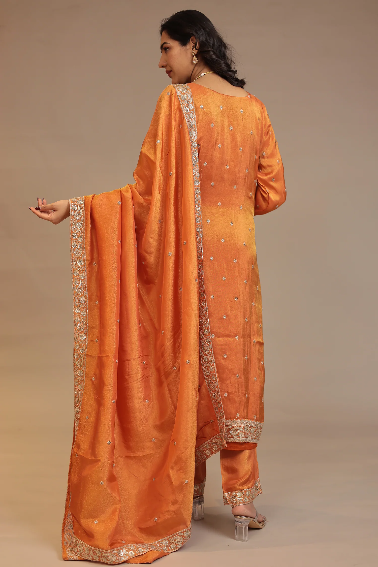 Chinon Suit  with Aari, Sequins work - Image 11