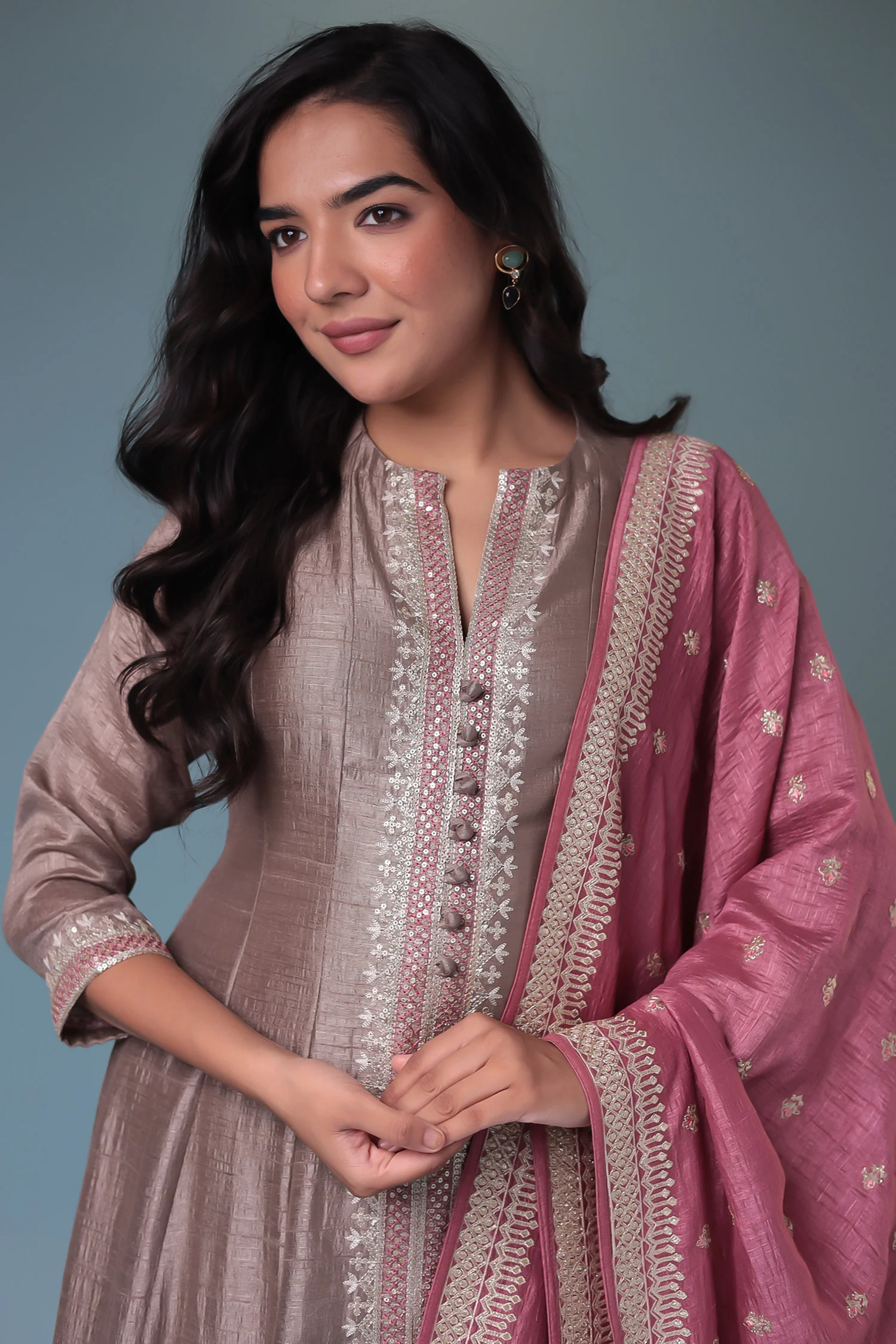 Chinon Suit with Aari work. - Image 15