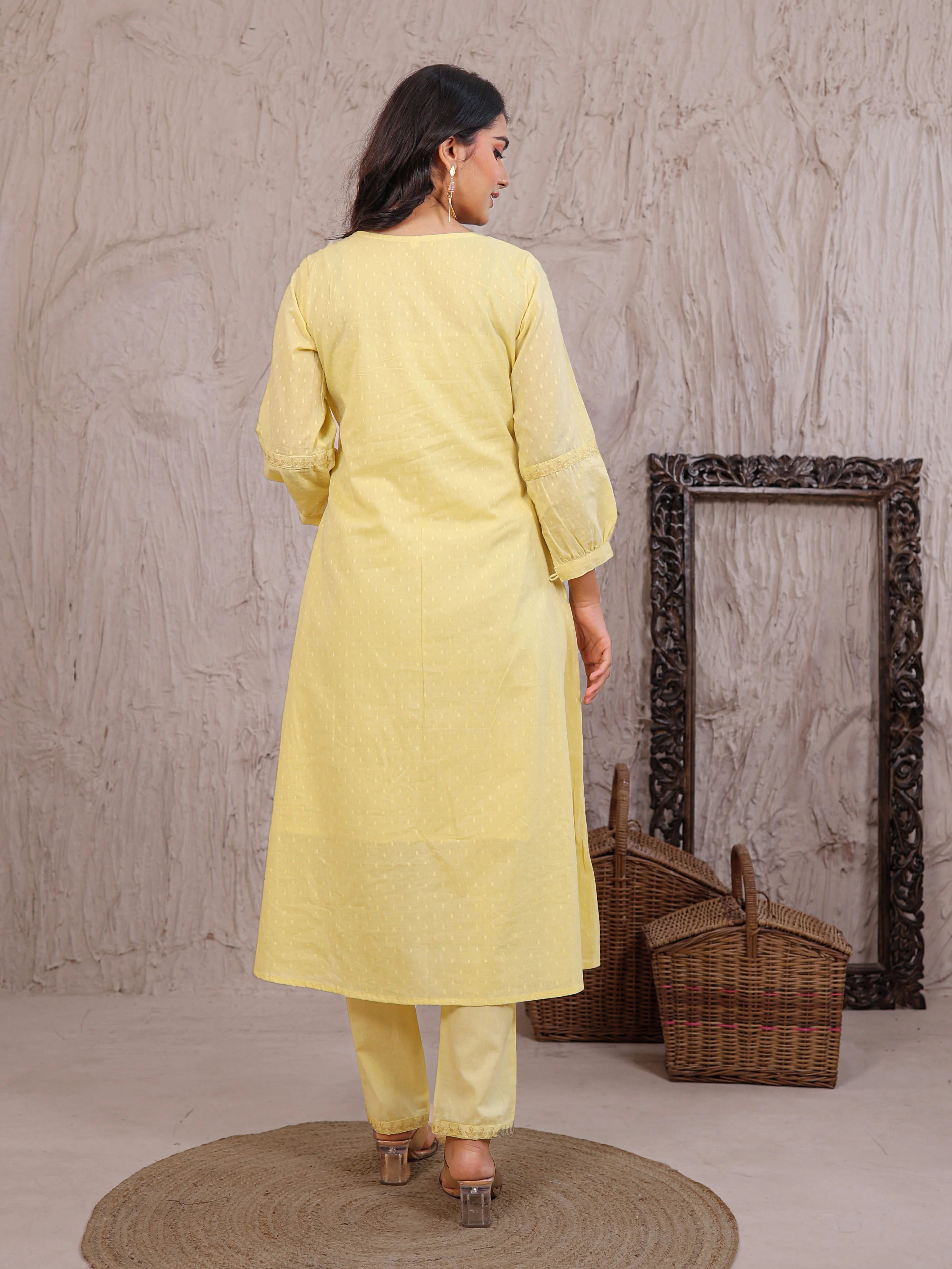 Cotton Kurta Set Stitched with Thread work - Image 2