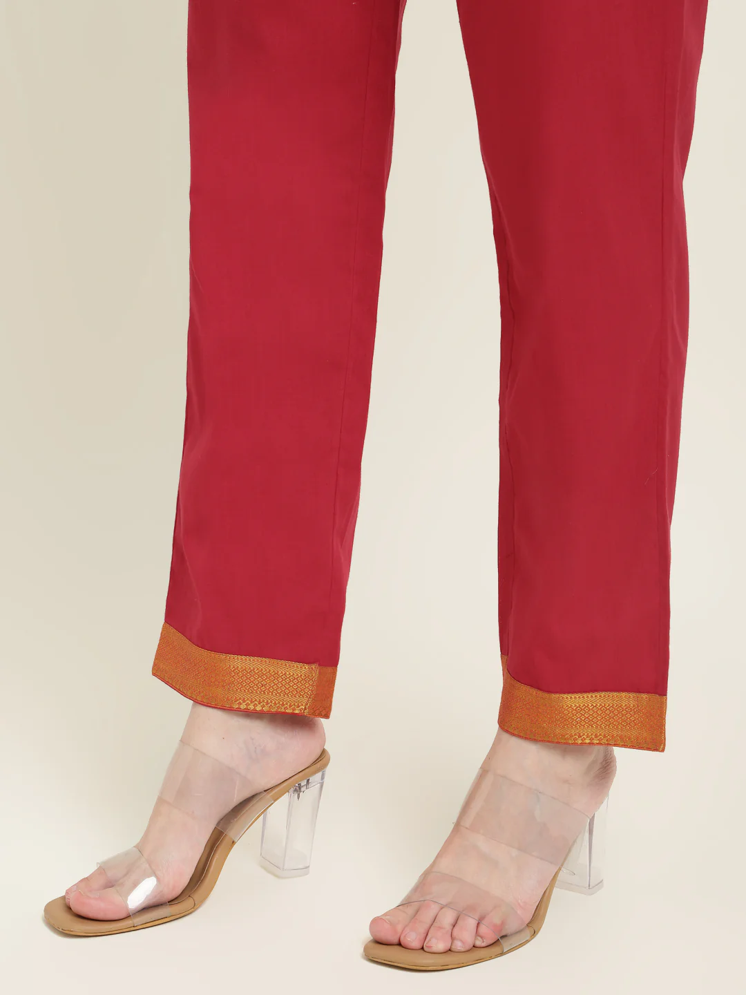 Cotton Kurta Set Stitched Enhanced with Banarasi border - Image 6