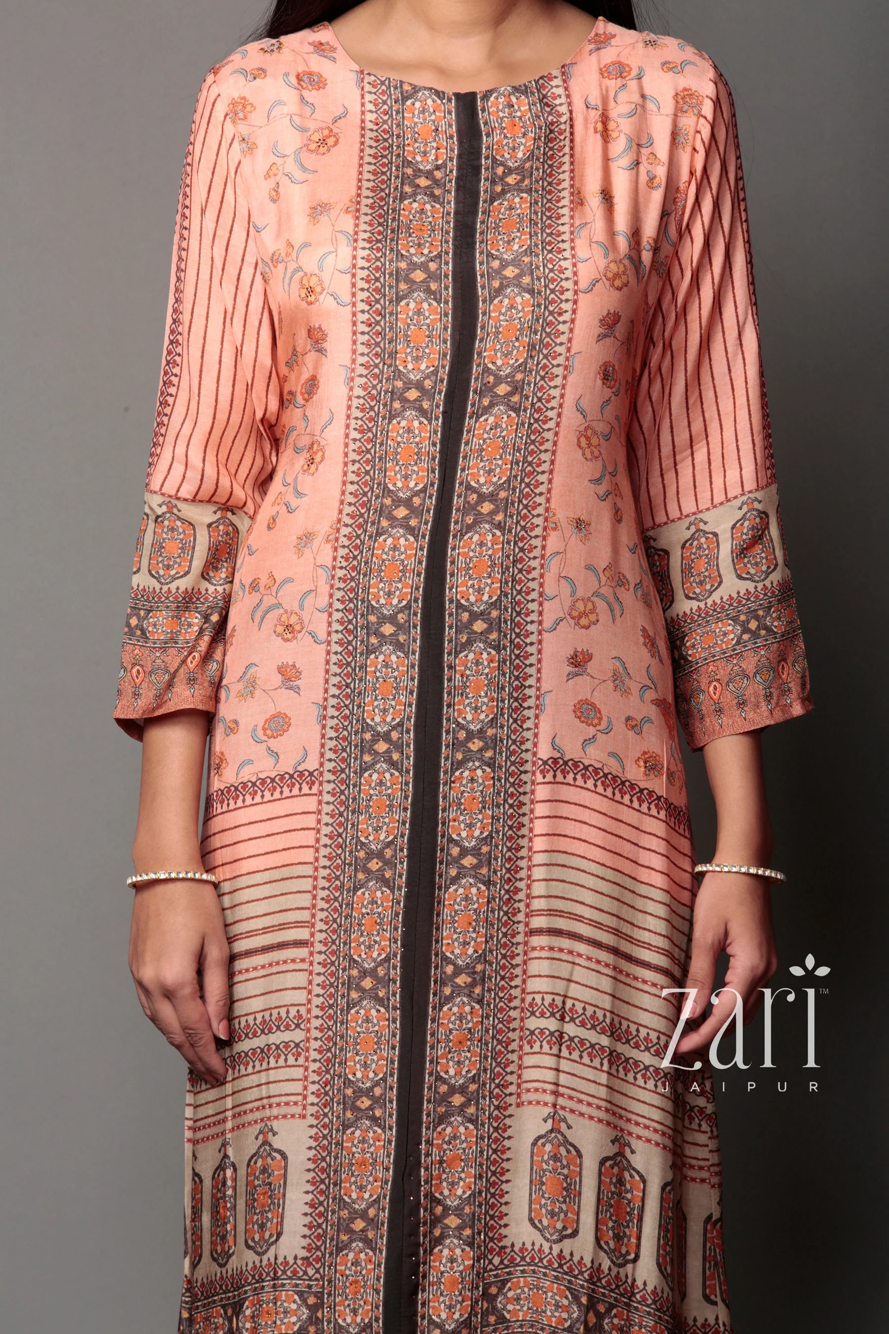 Crape Kurta with Digital Print, Swarovski work. - Image 3