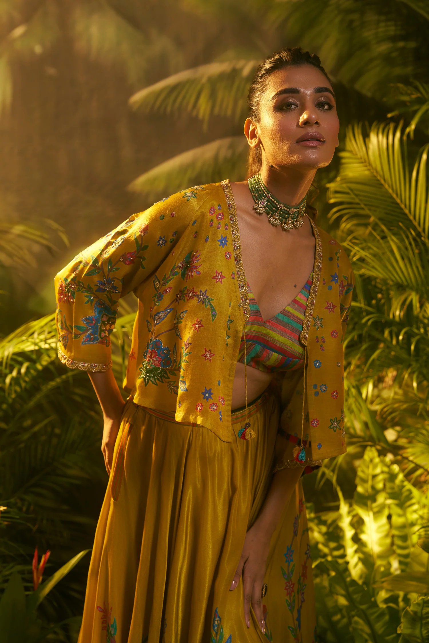 Crepe silk Indowestern with Aari, Pearl, Printed, Sequins, Zardozi work. - Image 5