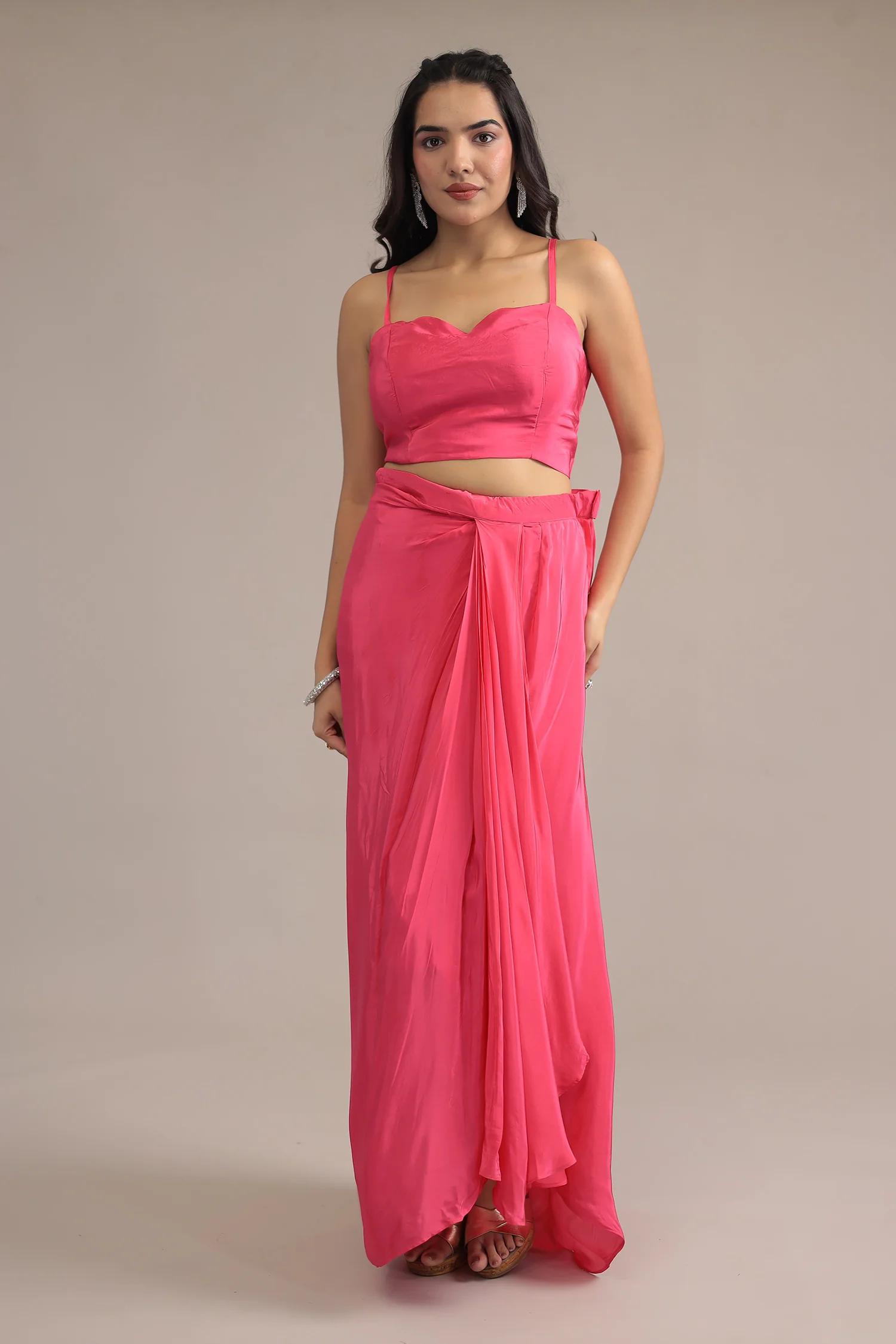 Purple Crepe silk Indowestern with Pearl, Thread and Zardozi work - Image 12