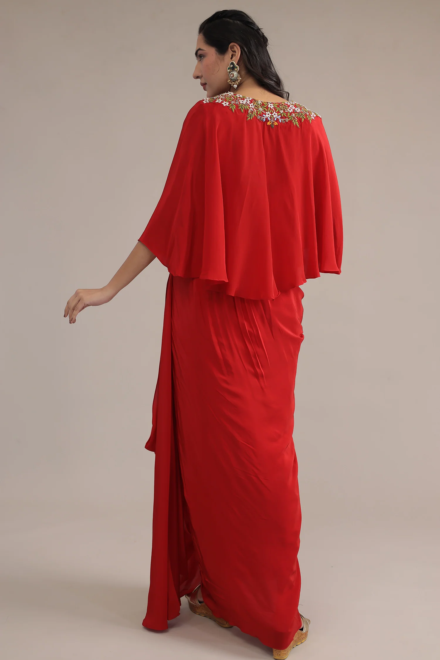 Purple Crepe silk Kaftan with Thread and Zardozi work - Image 14