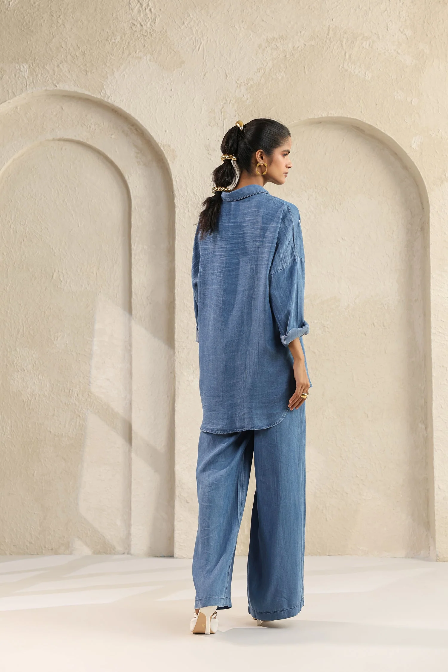 Blue Embroidered Denim Co-Ords Set - Image 8
