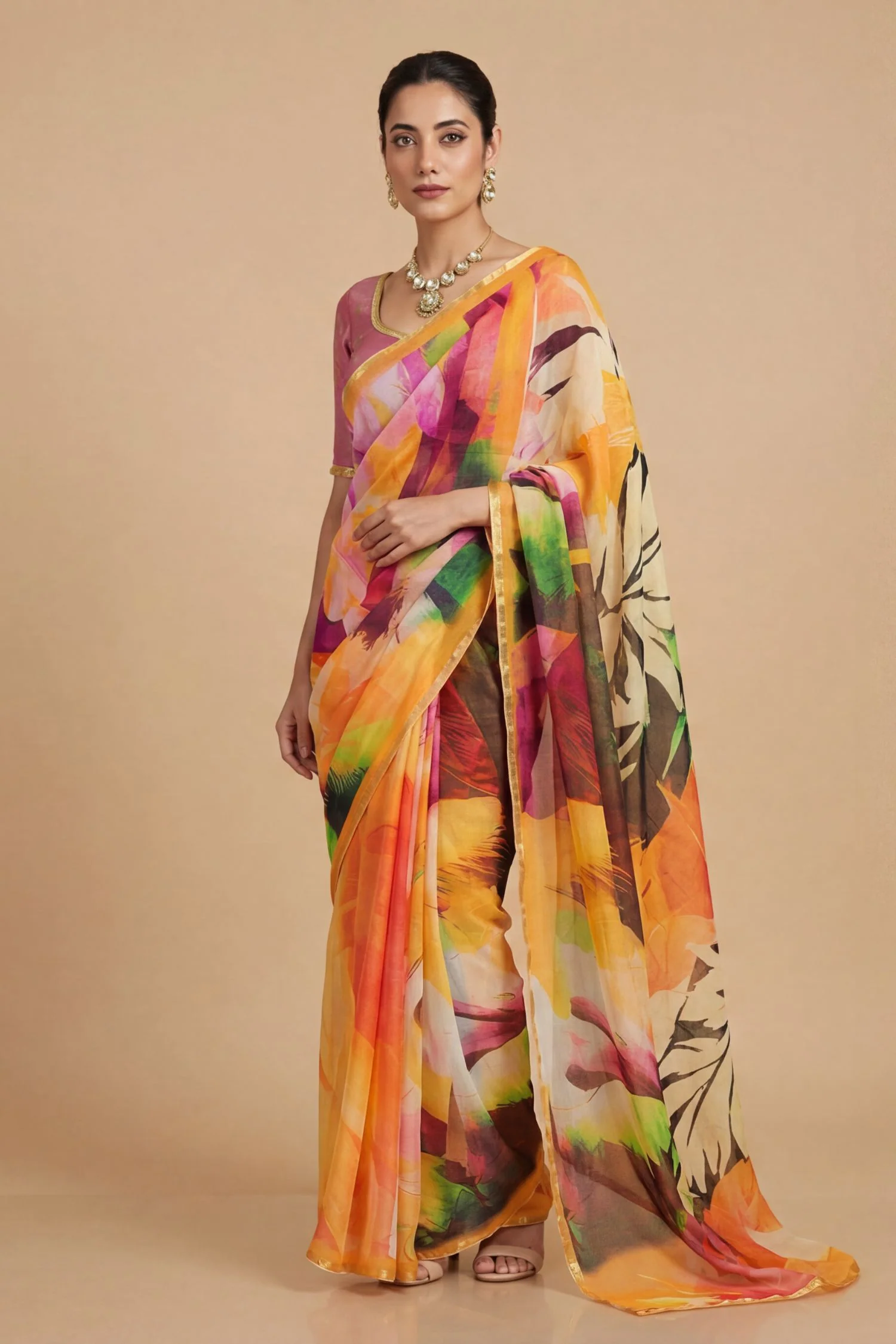 Digital Print Chiffon Saree - Image 3