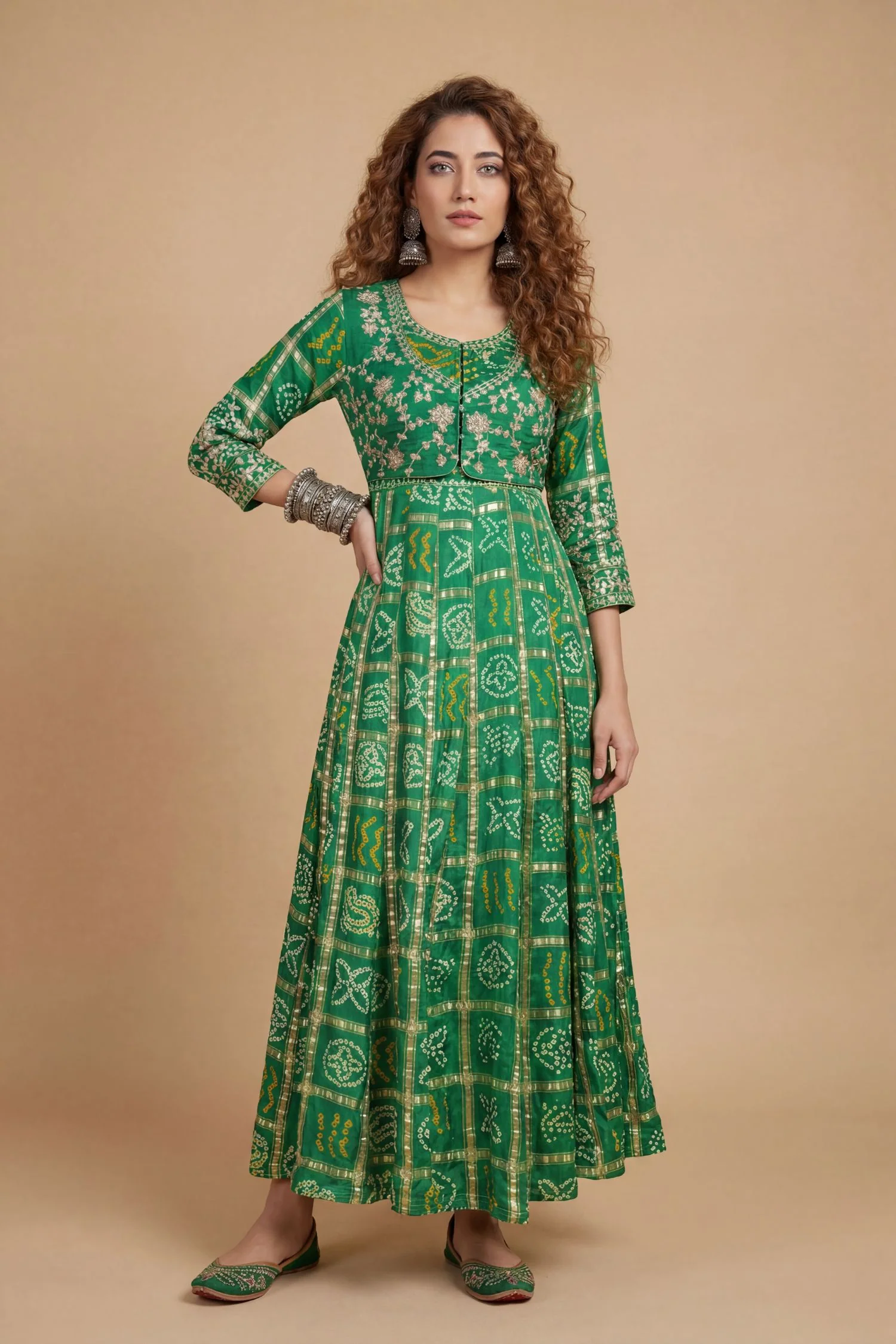 Gajji bandhej silk Suit with Cutdana, Dori, Gota Patti, Sequins, Thread work. - Image 3