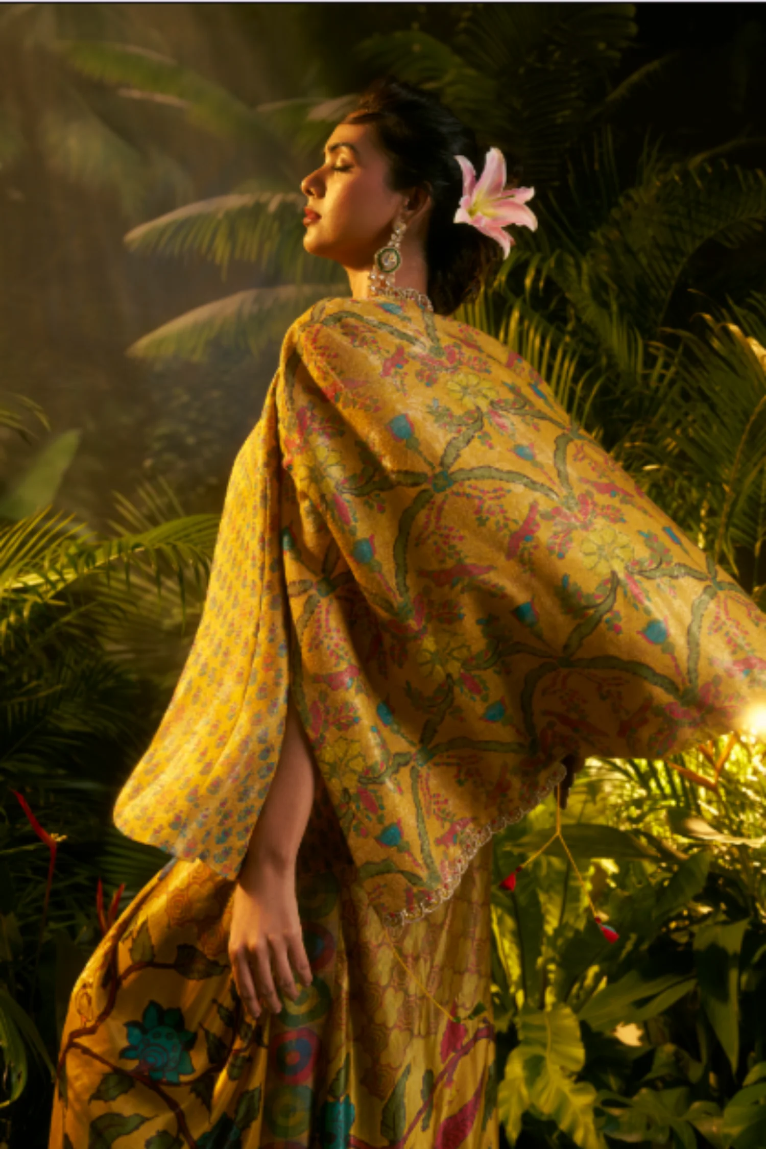 Digital Printed Crepe silk Indowestern with Aari, Sequins, Thread, Zari work. - Image 3