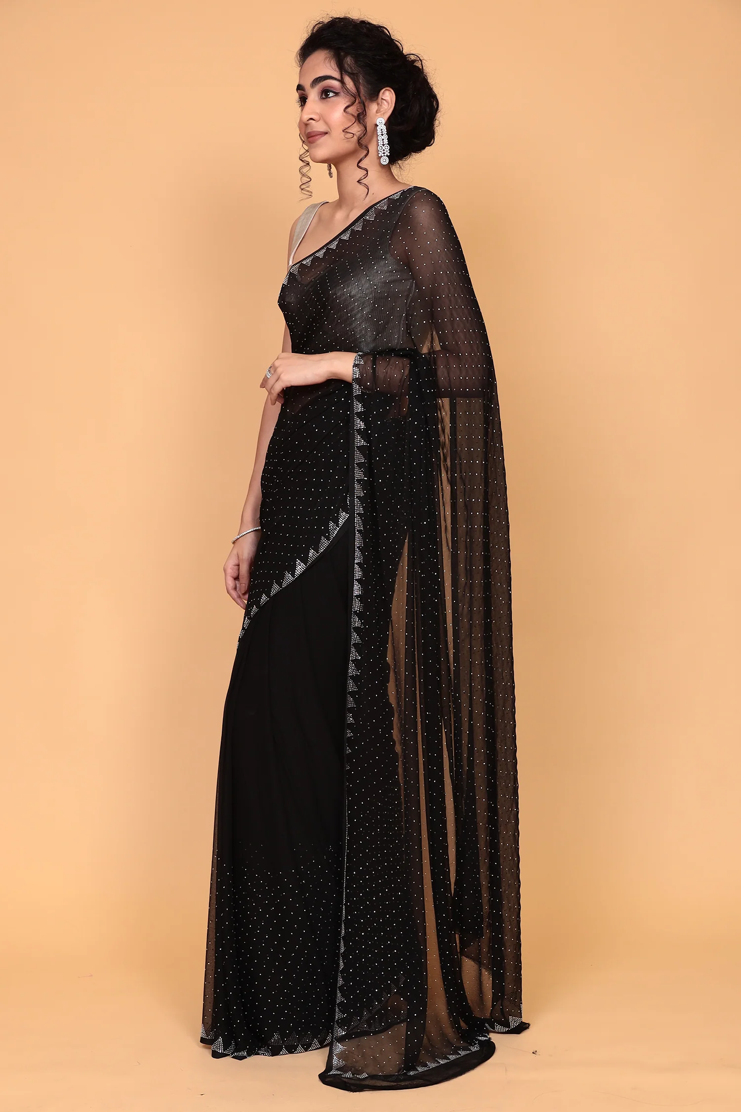 Chiffon Saree with Swarovski work. - Image 8