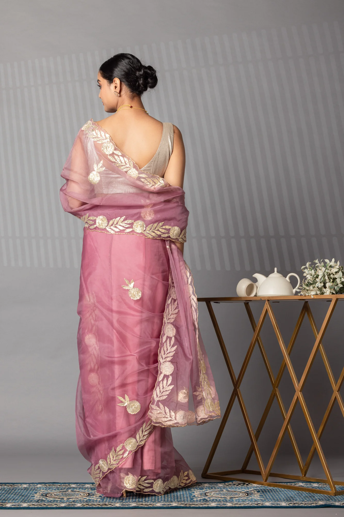 Elegant Gota Work Organza Saree - Image 10