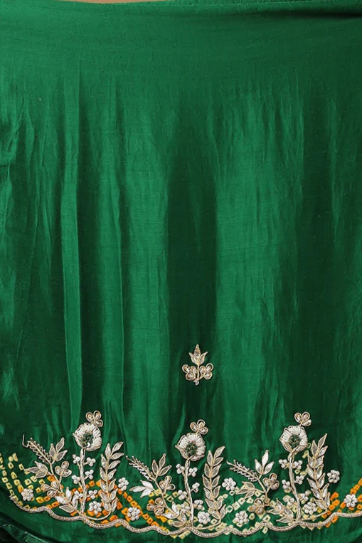 Bandhej Gajji Silk Saree with Dori and Gota Patti work - Image 7