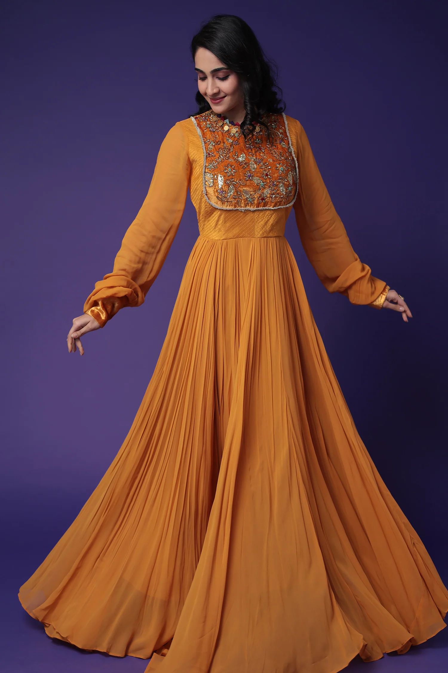 Anarkali Georgette Gown with Embroidered work - Image 7