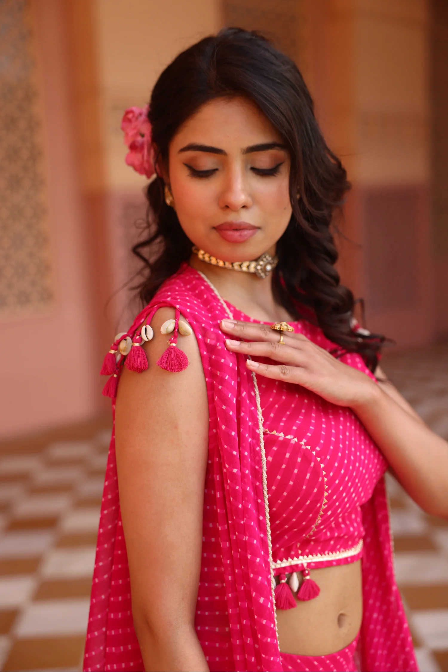 Georgette Indowestern with Gota, Mothra work. - Image 2