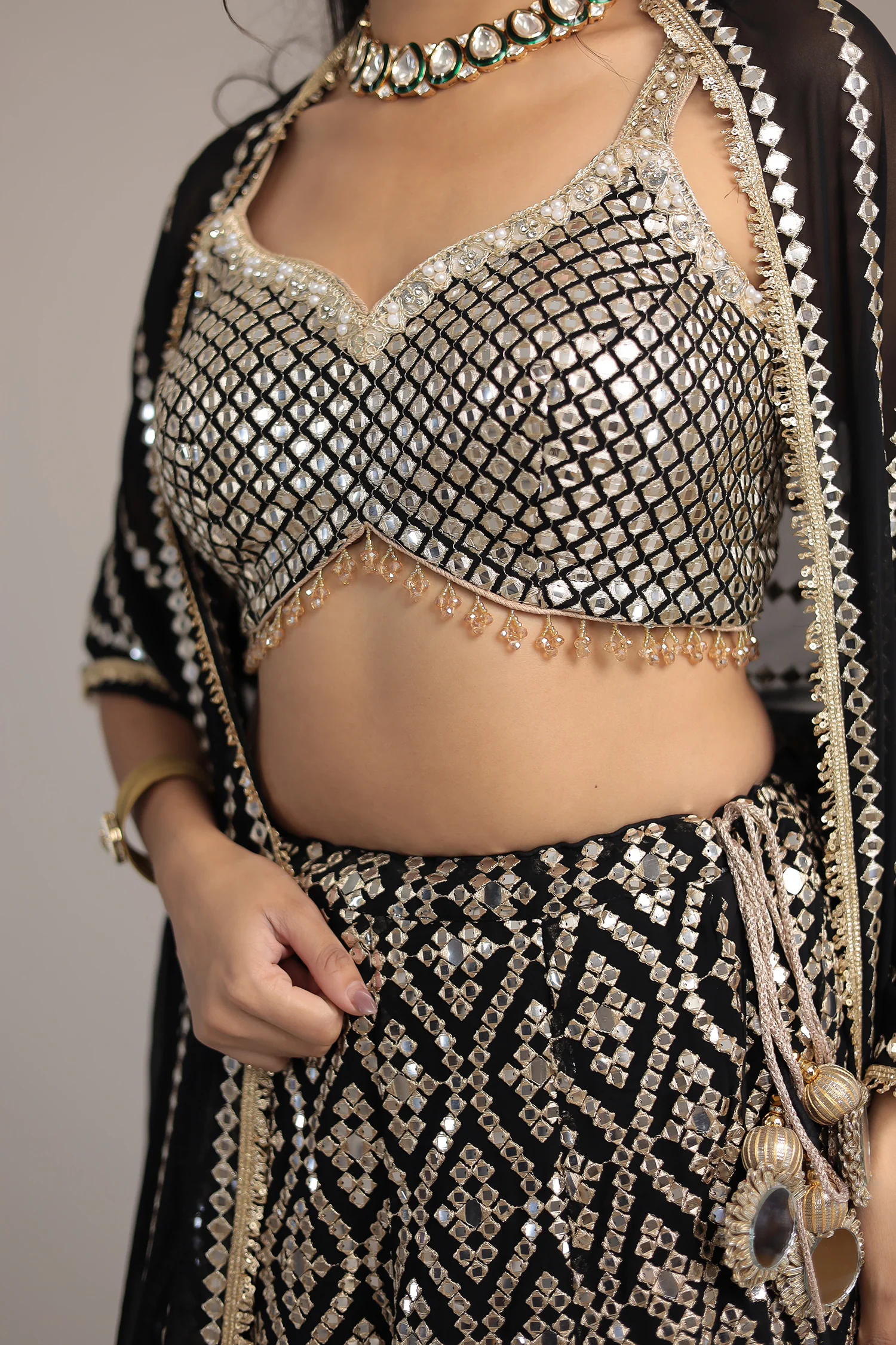 Stylish Georgette Lehenga with Exquisite Mirror & Thread Work - Image 10