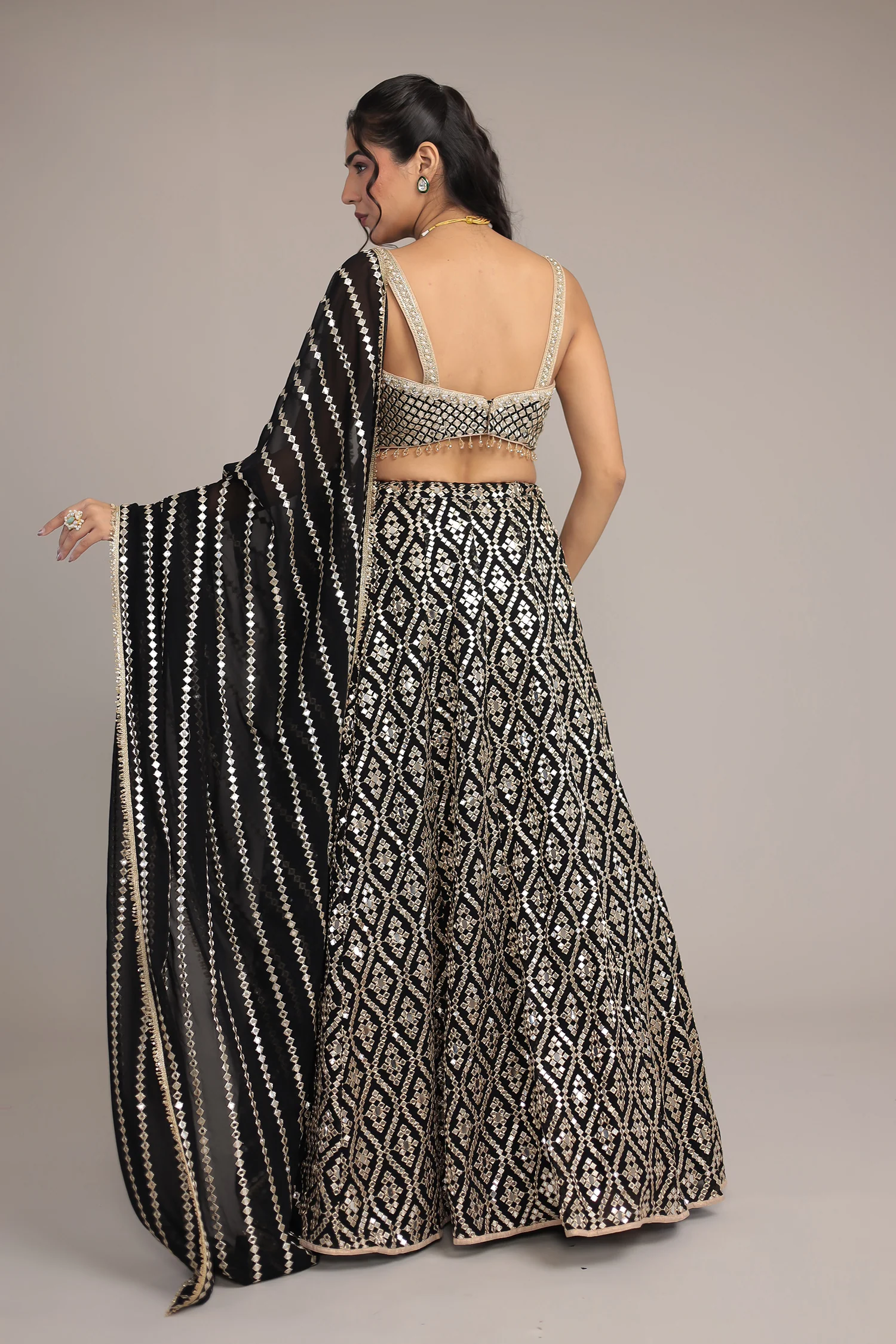 Stylish Georgette Lehenga with Exquisite Mirror & Thread Work - Image 12