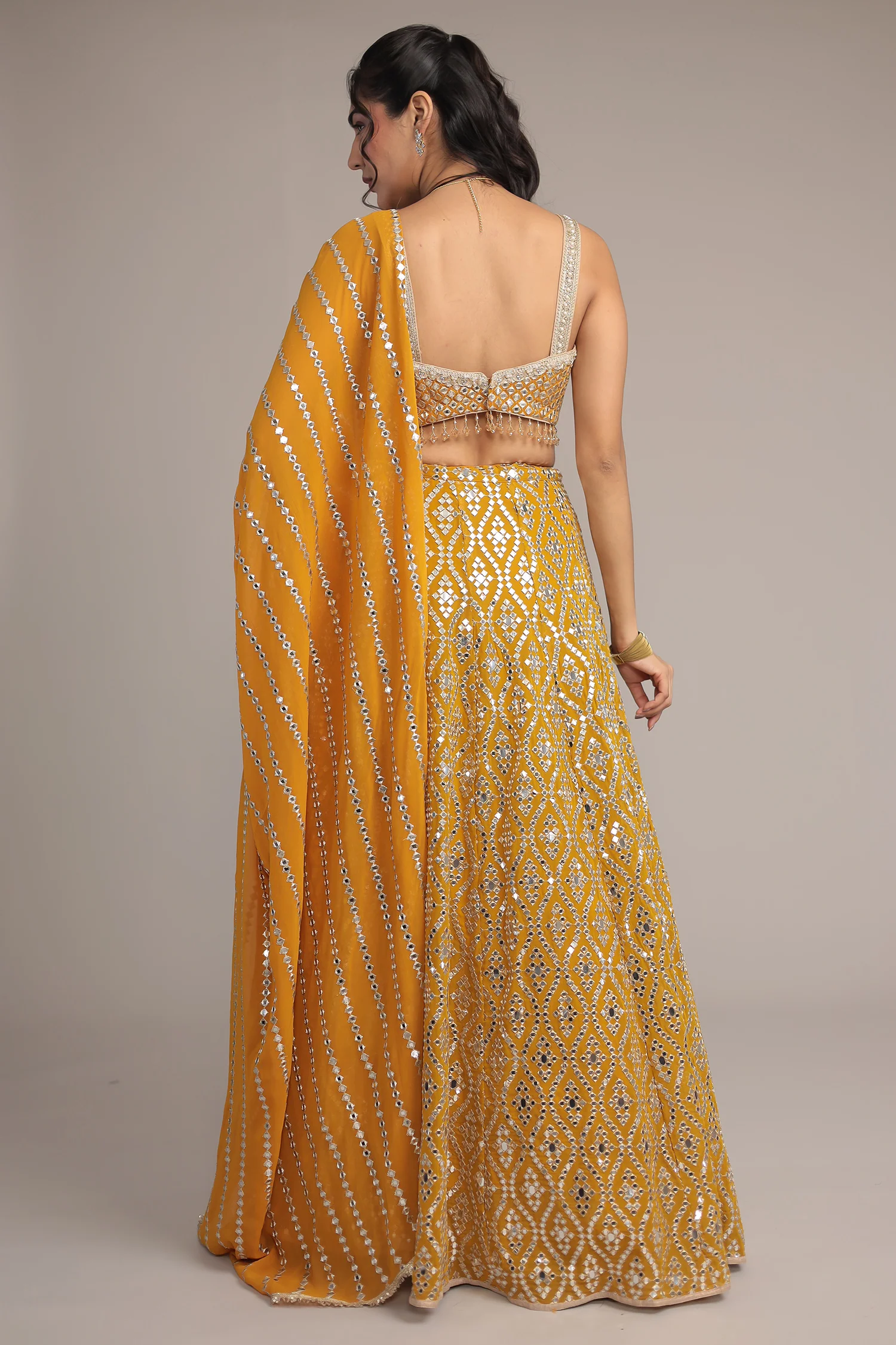Stylish Georgette Lehenga with Exquisite Mirror & Thread Work - Image 6