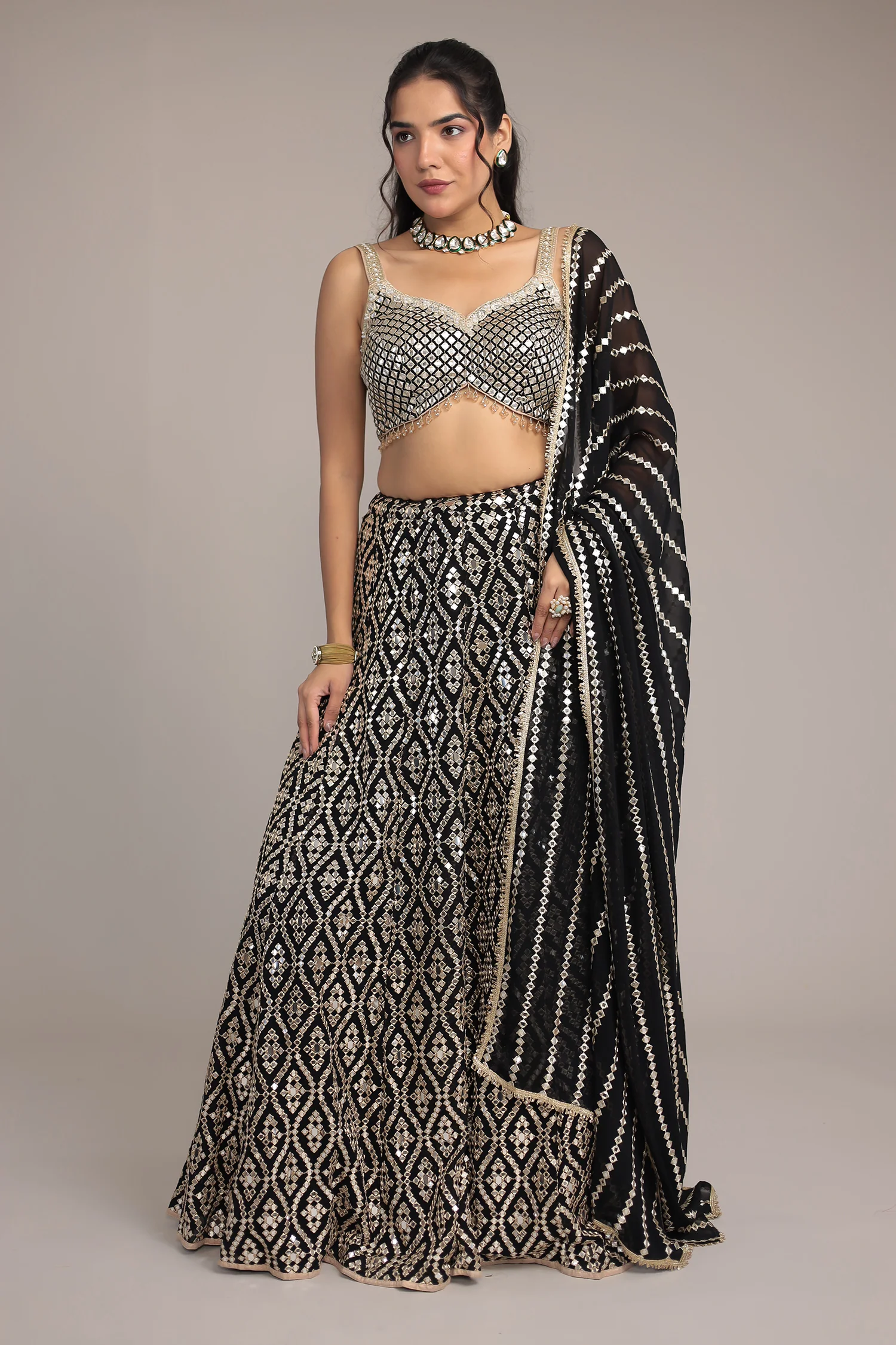 Stylish Georgette Lehenga with Exquisite Mirror & Thread Work - Image 7