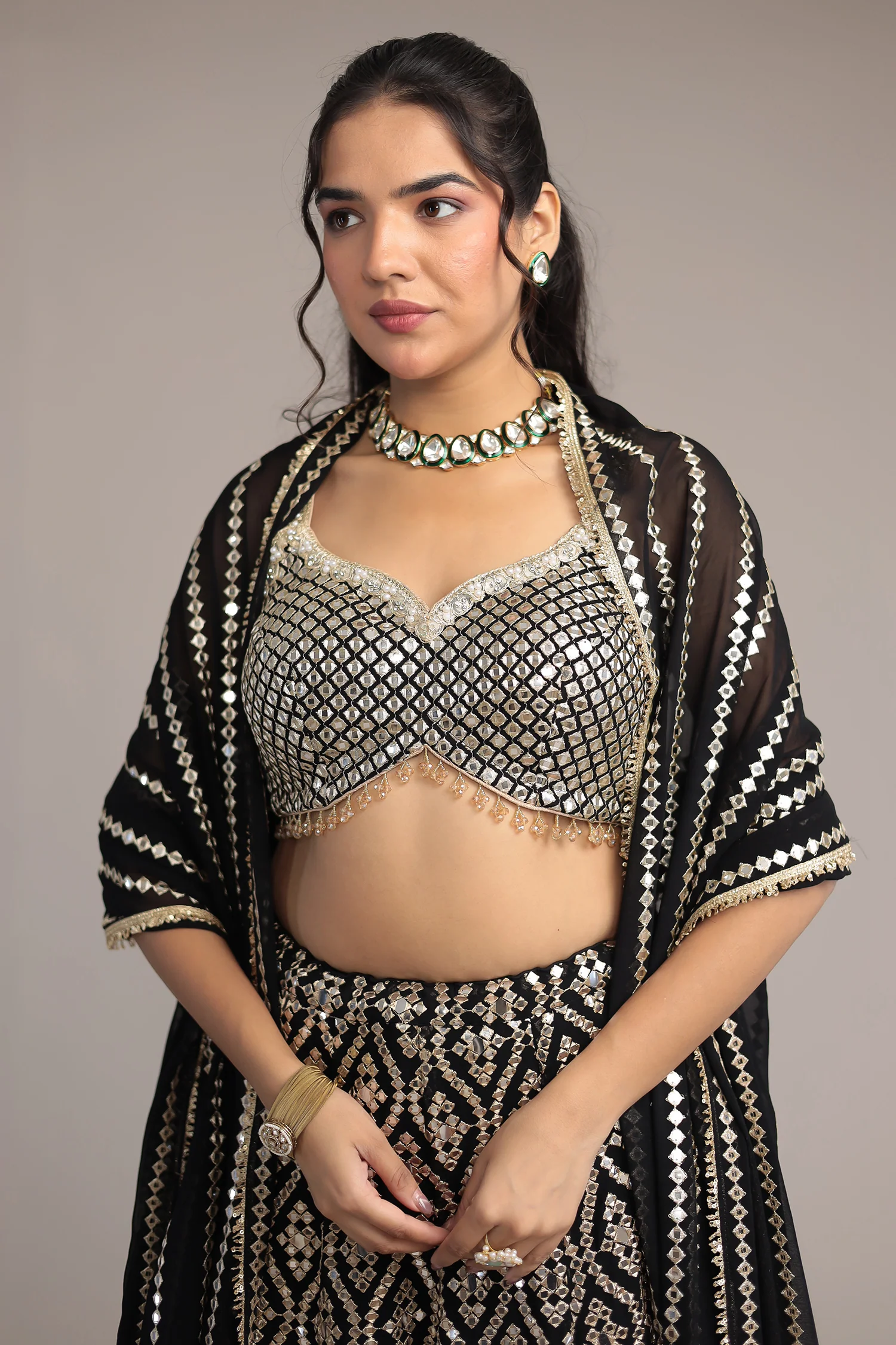 Stylish Georgette Lehenga with Exquisite Mirror & Thread Work - Image 8