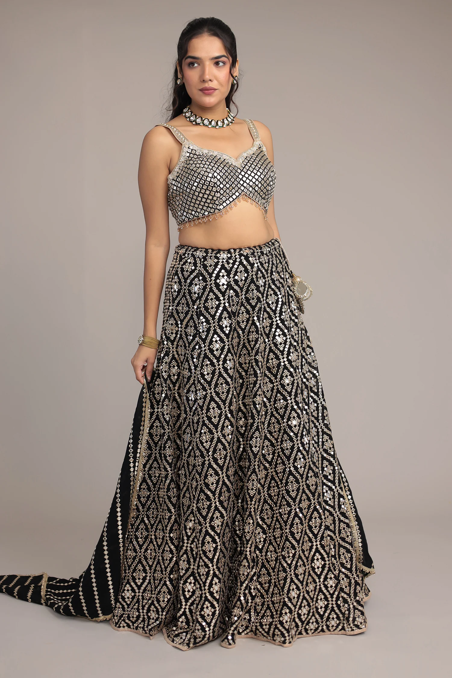 Stylish Georgette Lehenga with Exquisite Mirror & Thread Work - Image 9