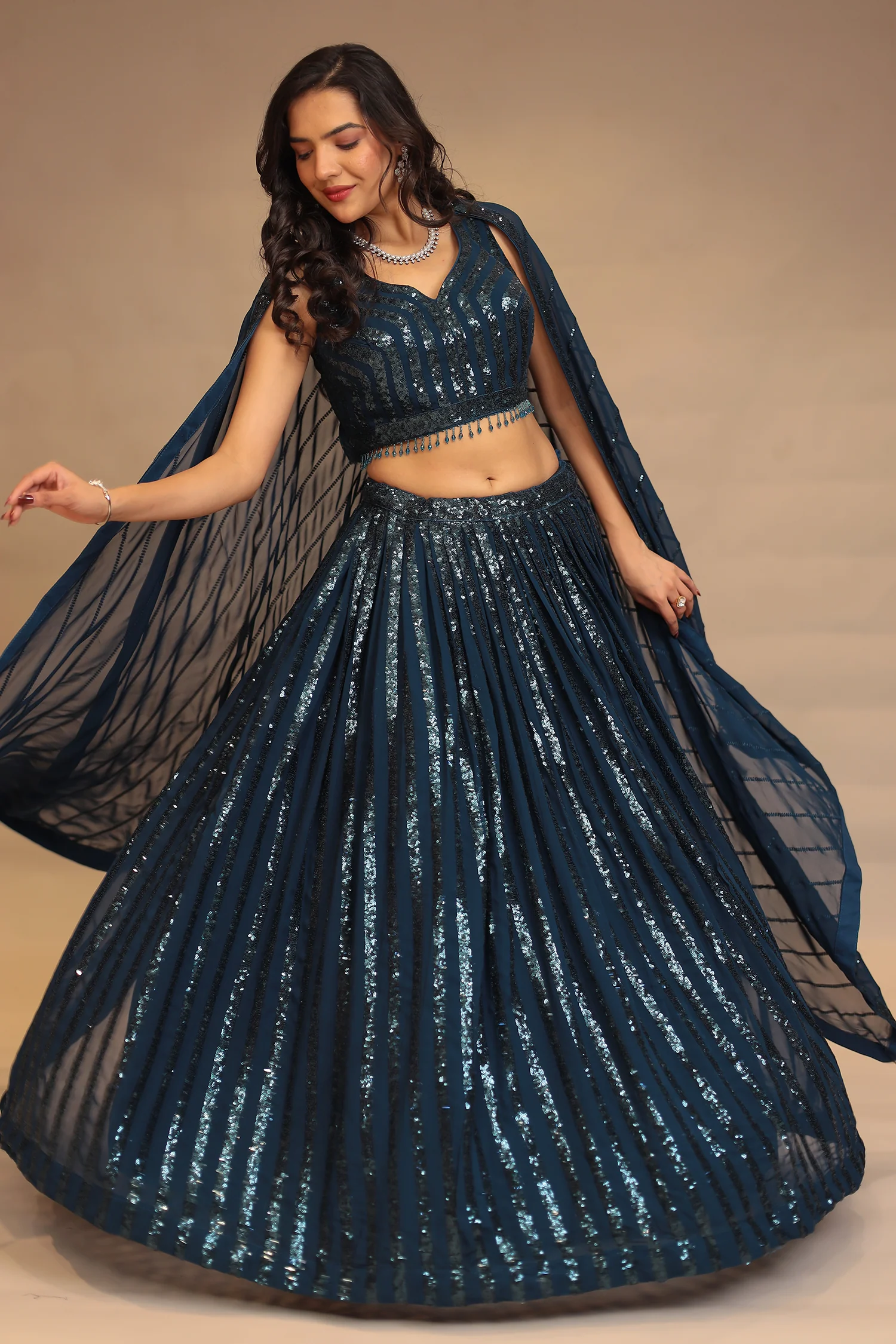 Georgette Lehenga with Sequins work - Image 3