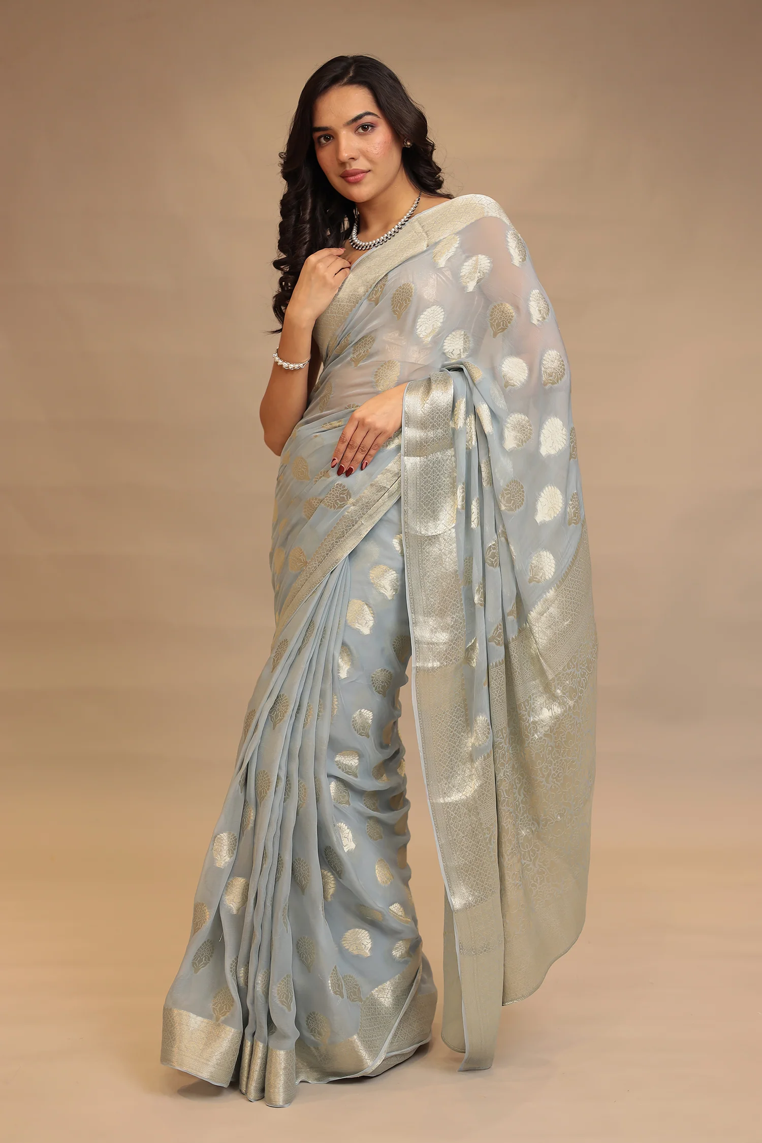 Weaving Banarasi Chiffon Saree - Image 5