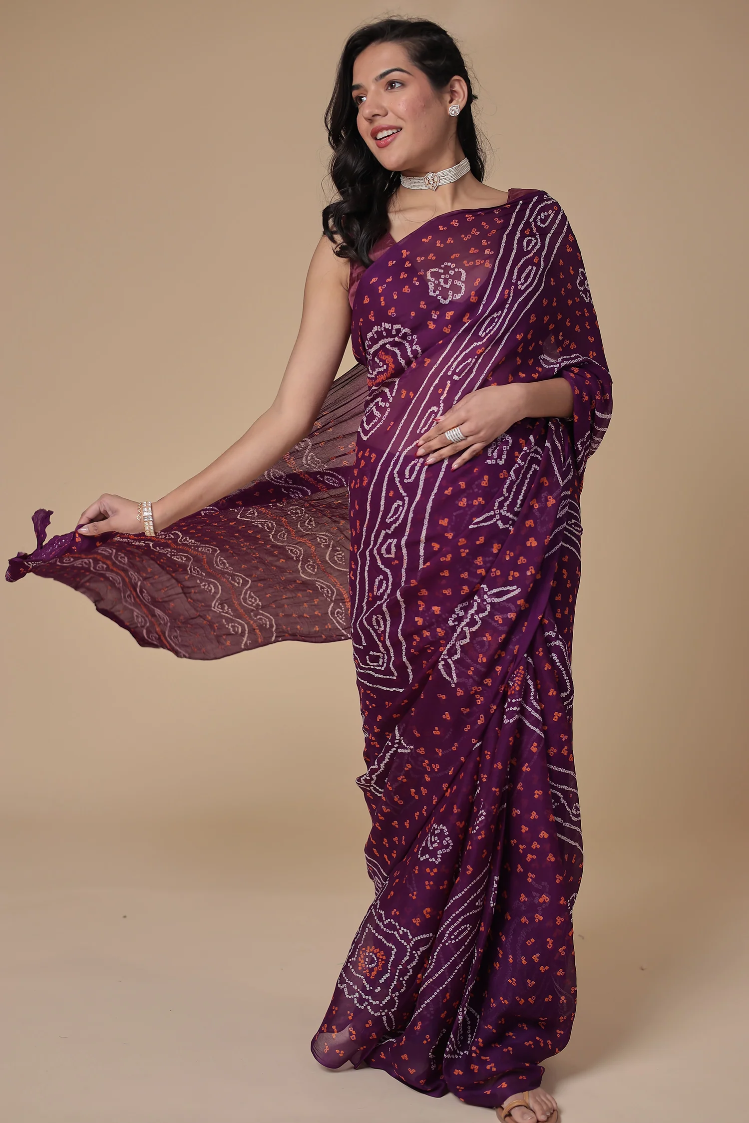 Timeless Bandhej Georgette Saree - Image 45