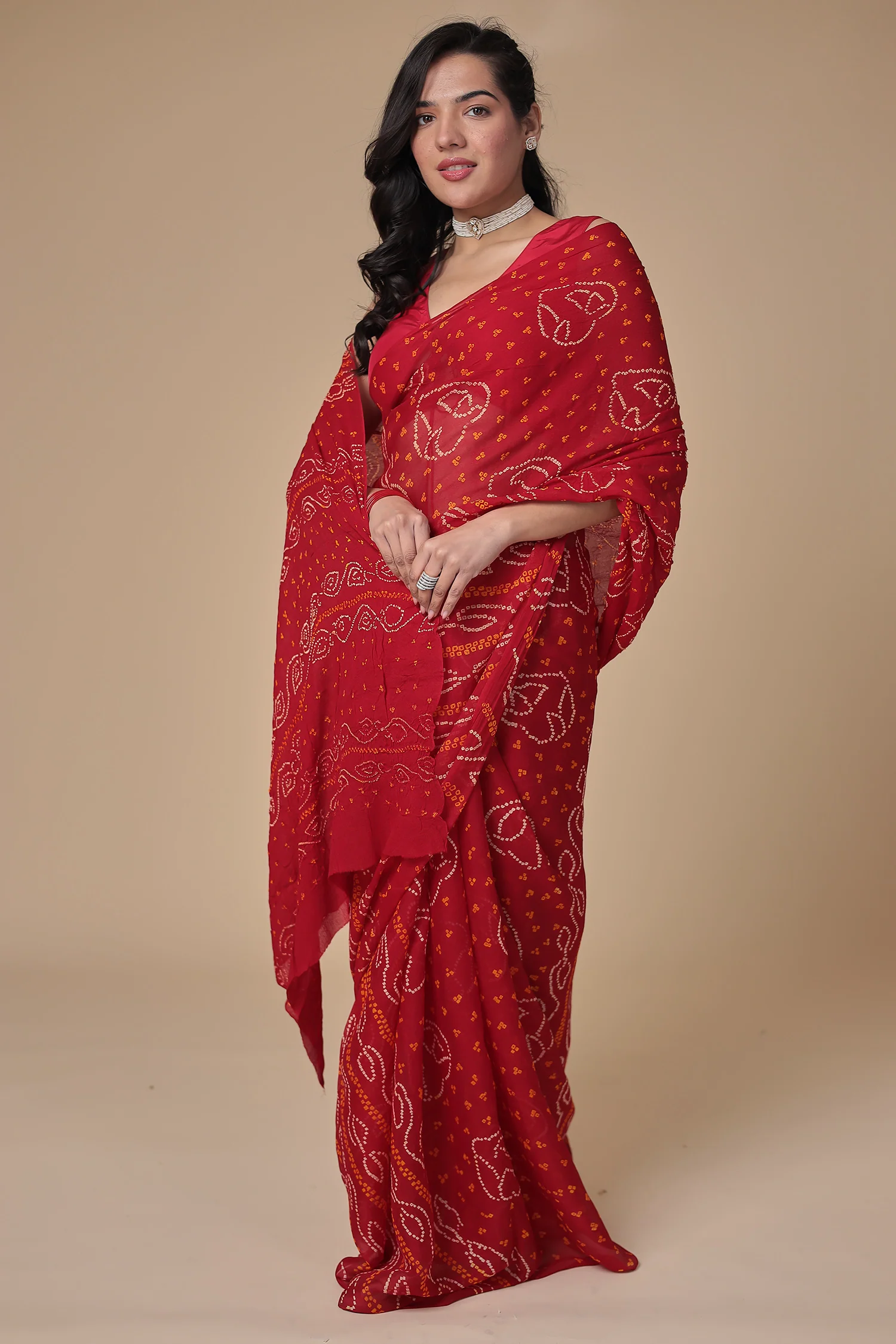 Timeless Bandhej Georgette Saree - Image 5