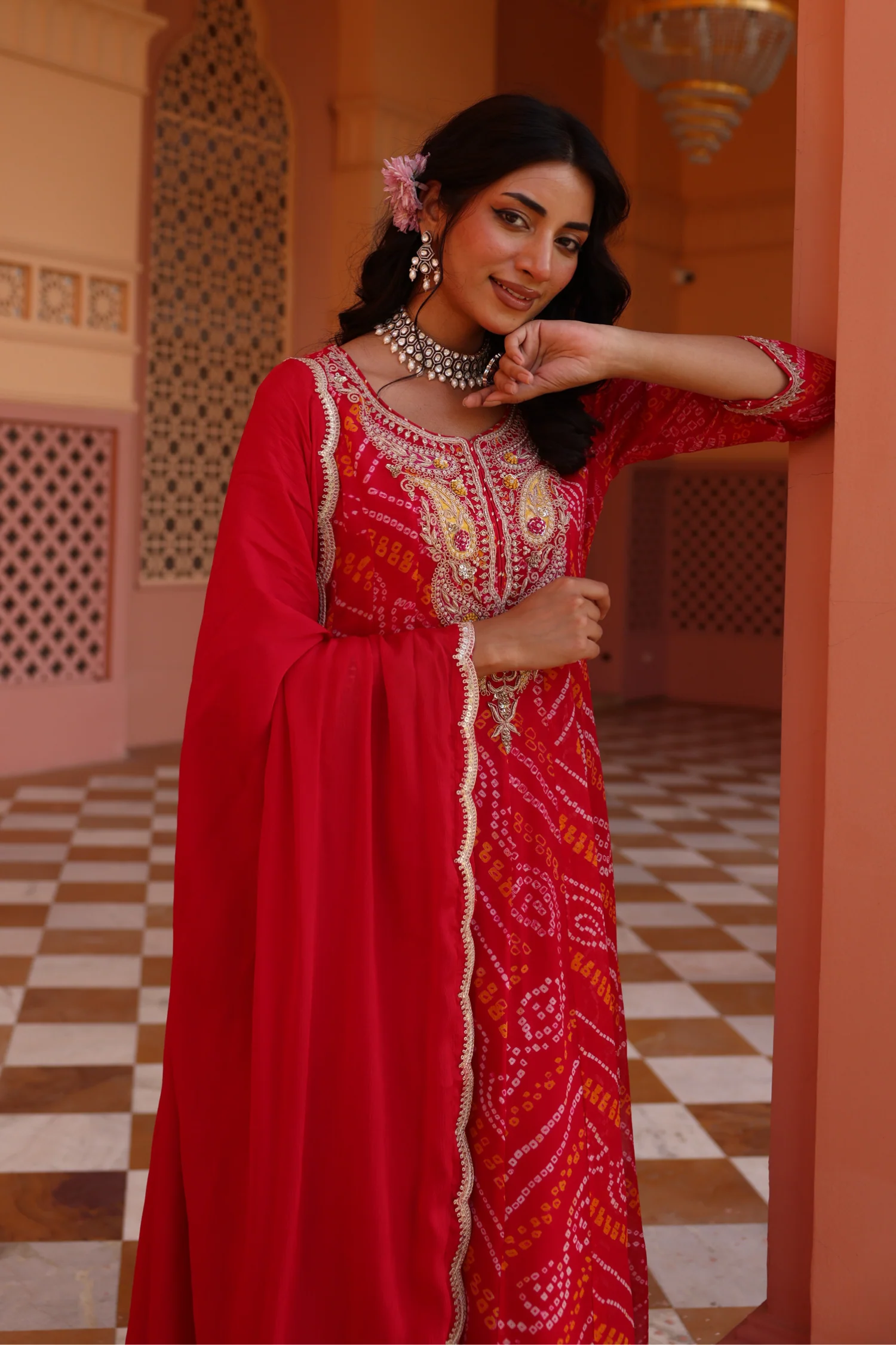 Georgette Suit Set with Cutdana, Dori, Pearl, Sequins, Thread, Zardozi work. - Image 2