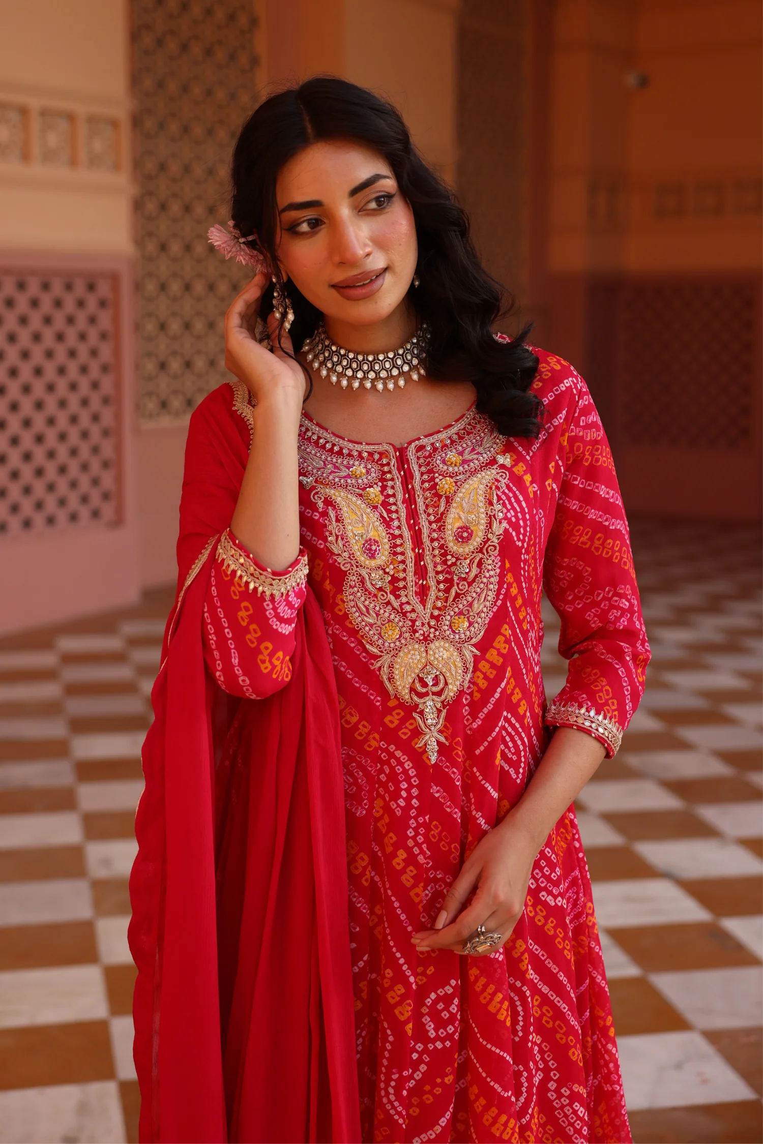 Georgette Suit Set with Cutdana, Dori, Pearl, Sequins, Thread, Zardozi work. - Image 3