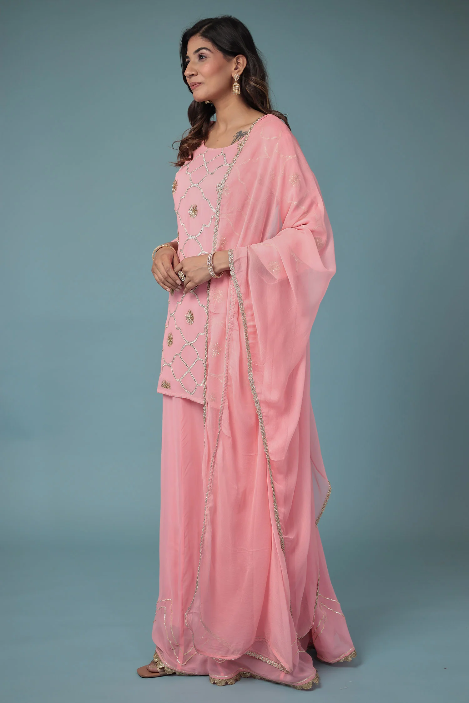 Georgette Suit Embroidered with Aari work - Image 5