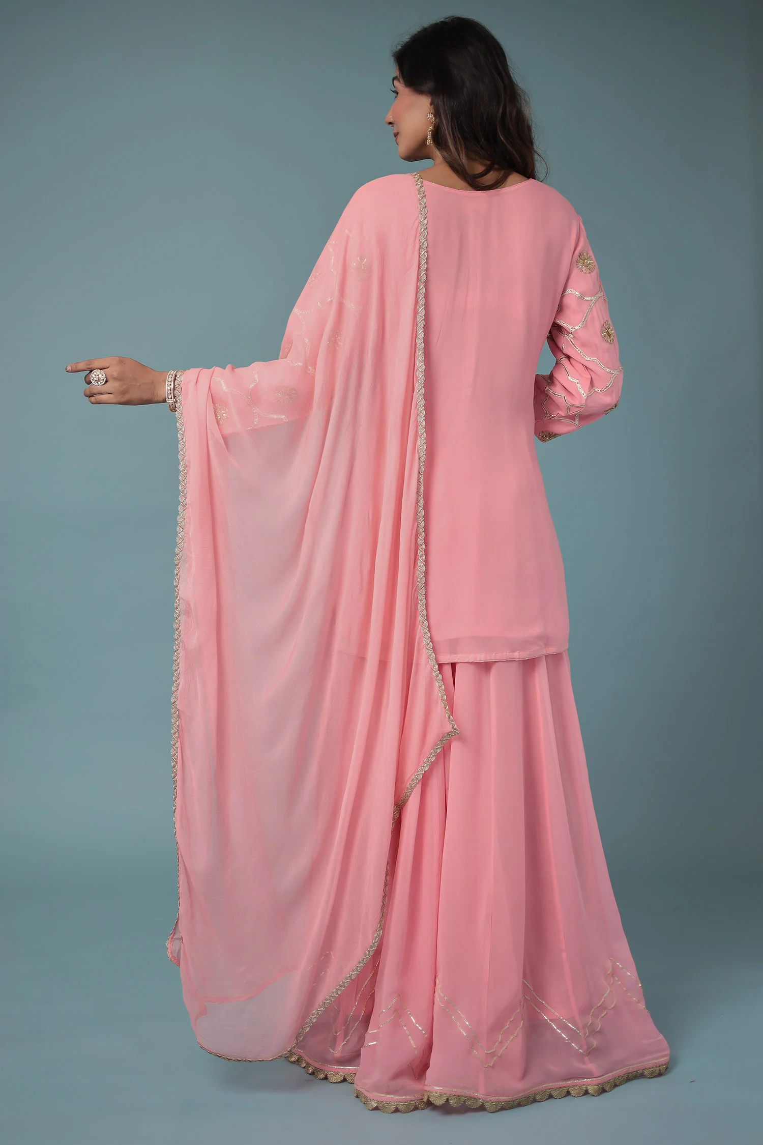 Georgette Suit Embroidered with Aari work - Image 7