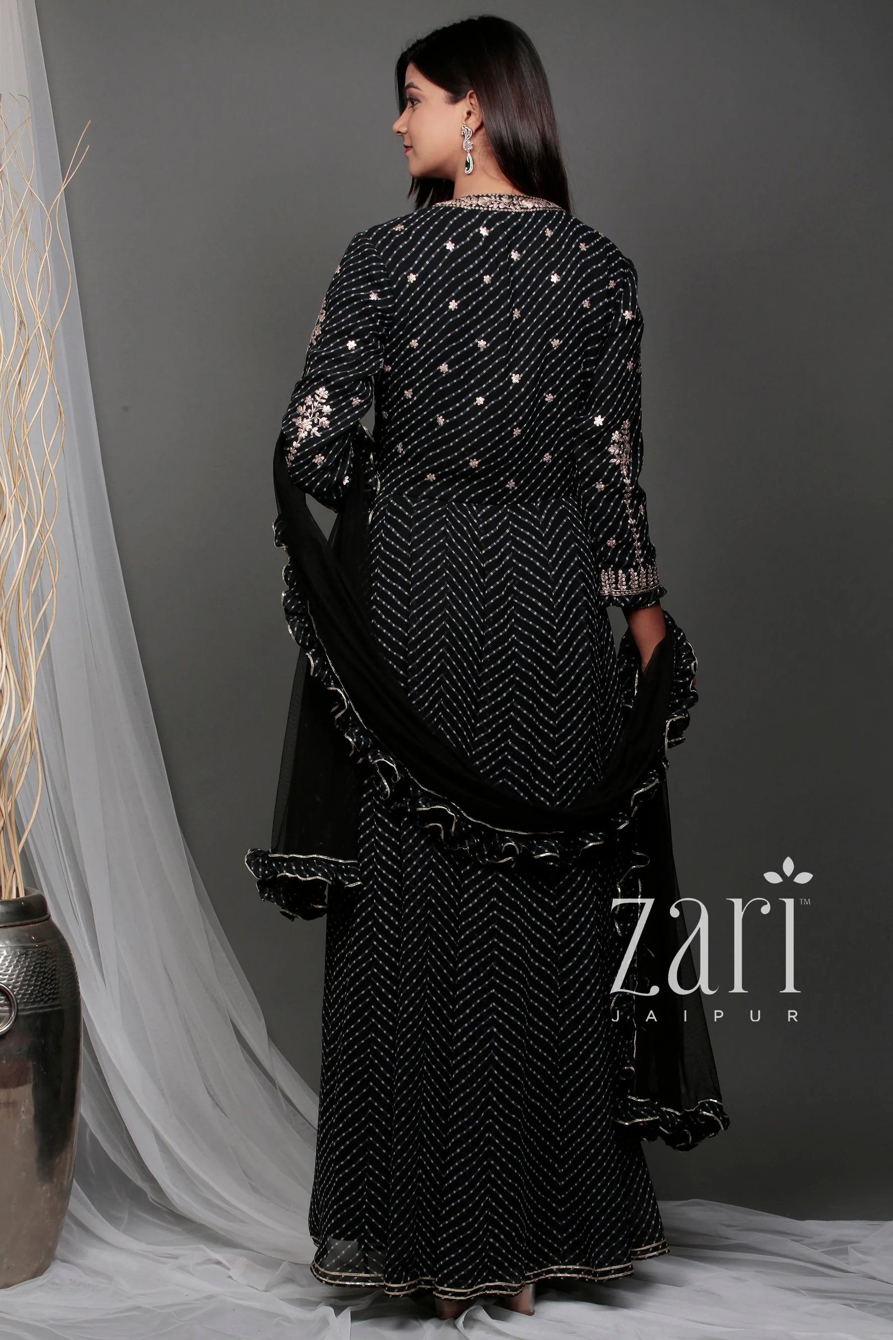 Mothra Anarkali Georgette Suit with Pittan work. - Image 4