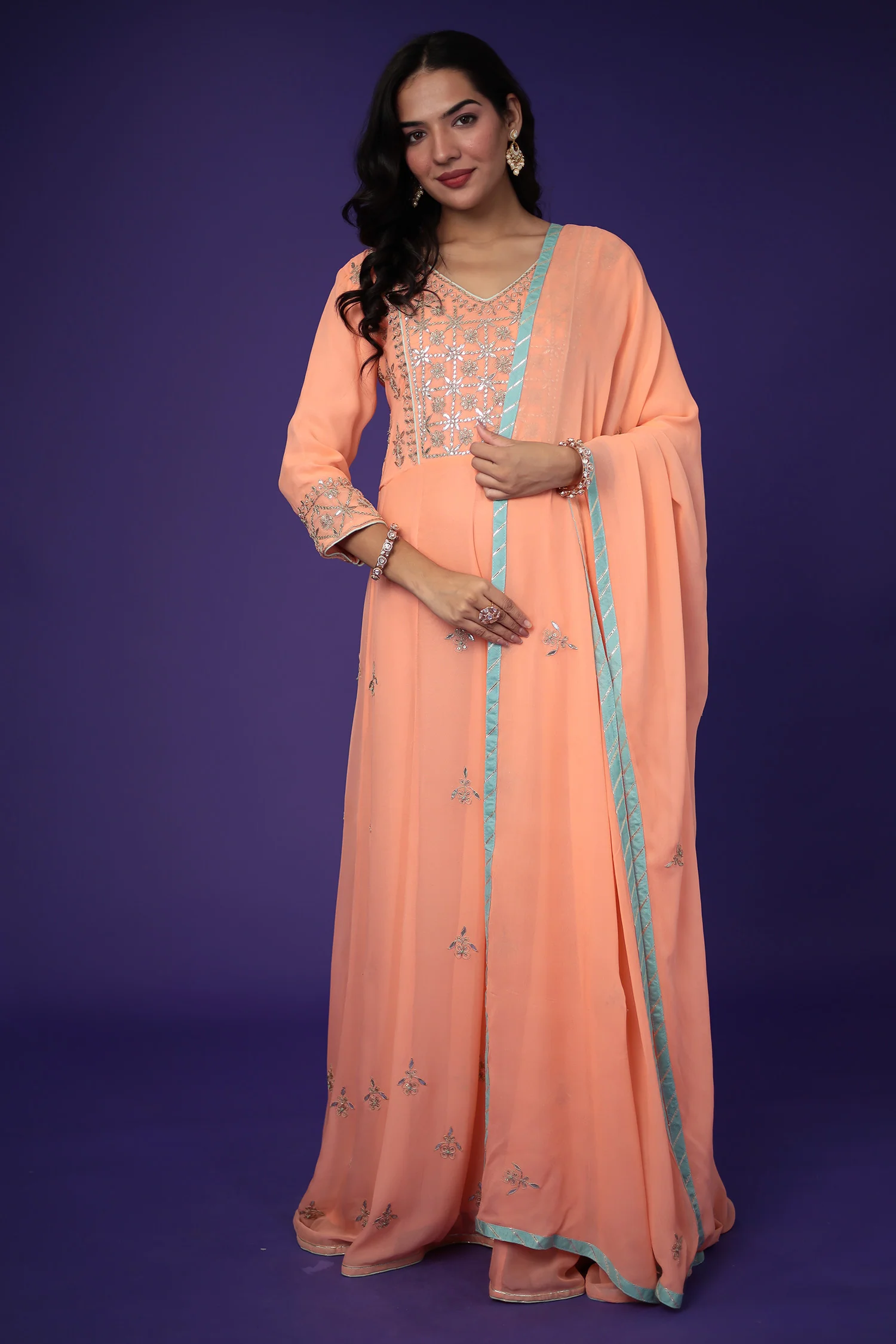 Anarkali Georgette Suit Embroidered with Gota Patti work