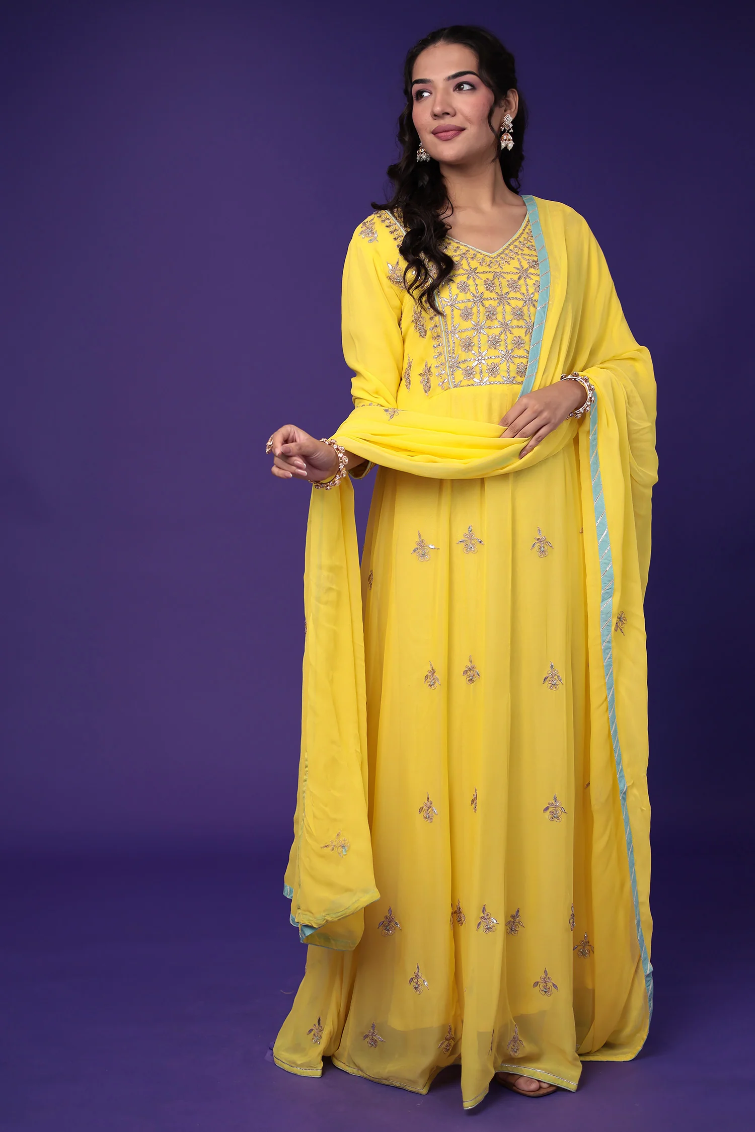 Anarkali Georgette Suit Embroidered with Gota Patti work - Image 3