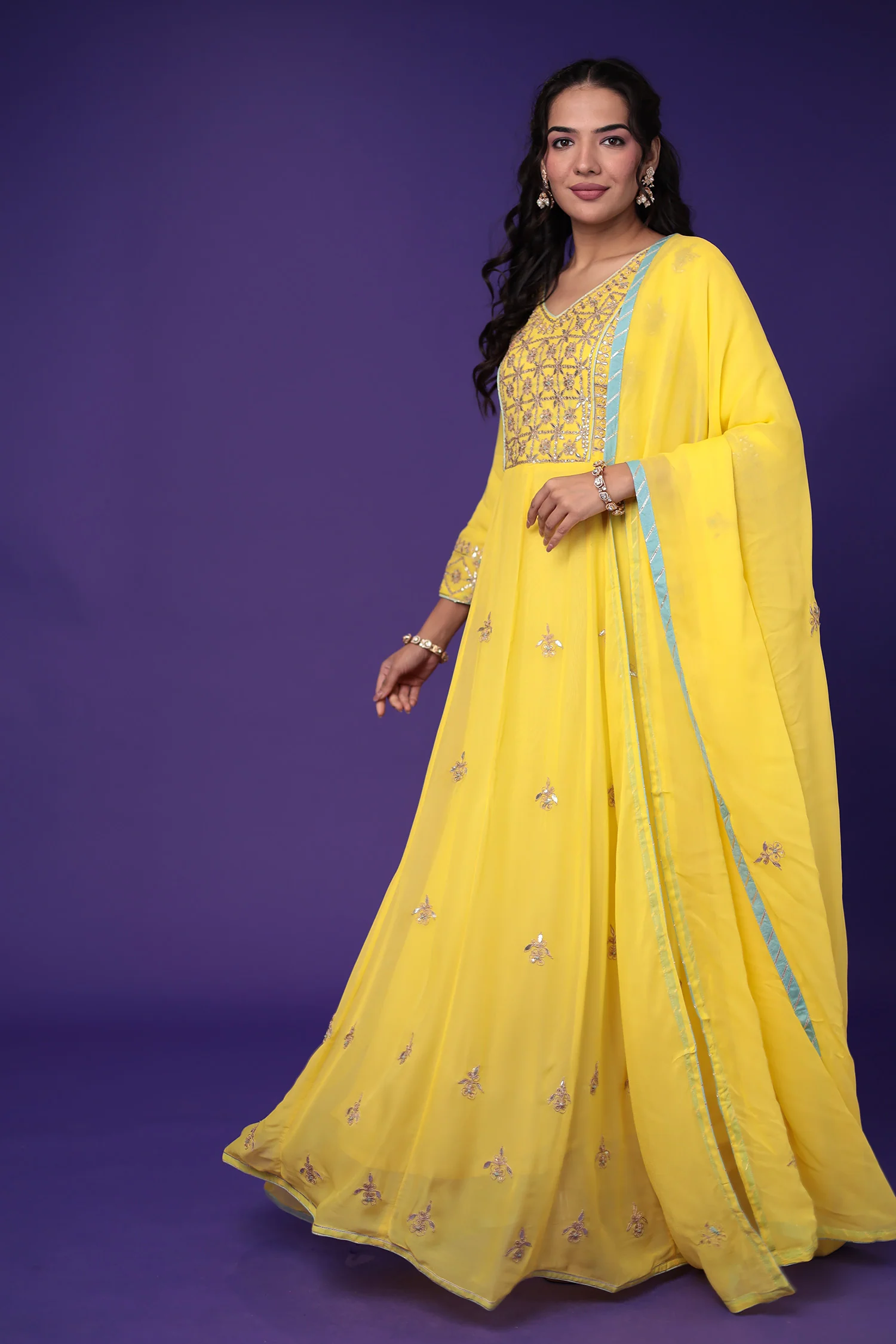 Anarkali Georgette Suit Embroidered with Gota Patti work - Image 5