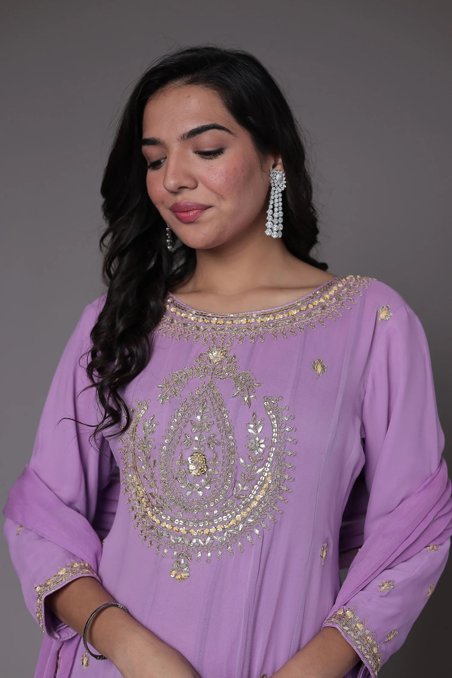 Anarkali Georgette Suit Embellished with Gota Patti work - Image 2