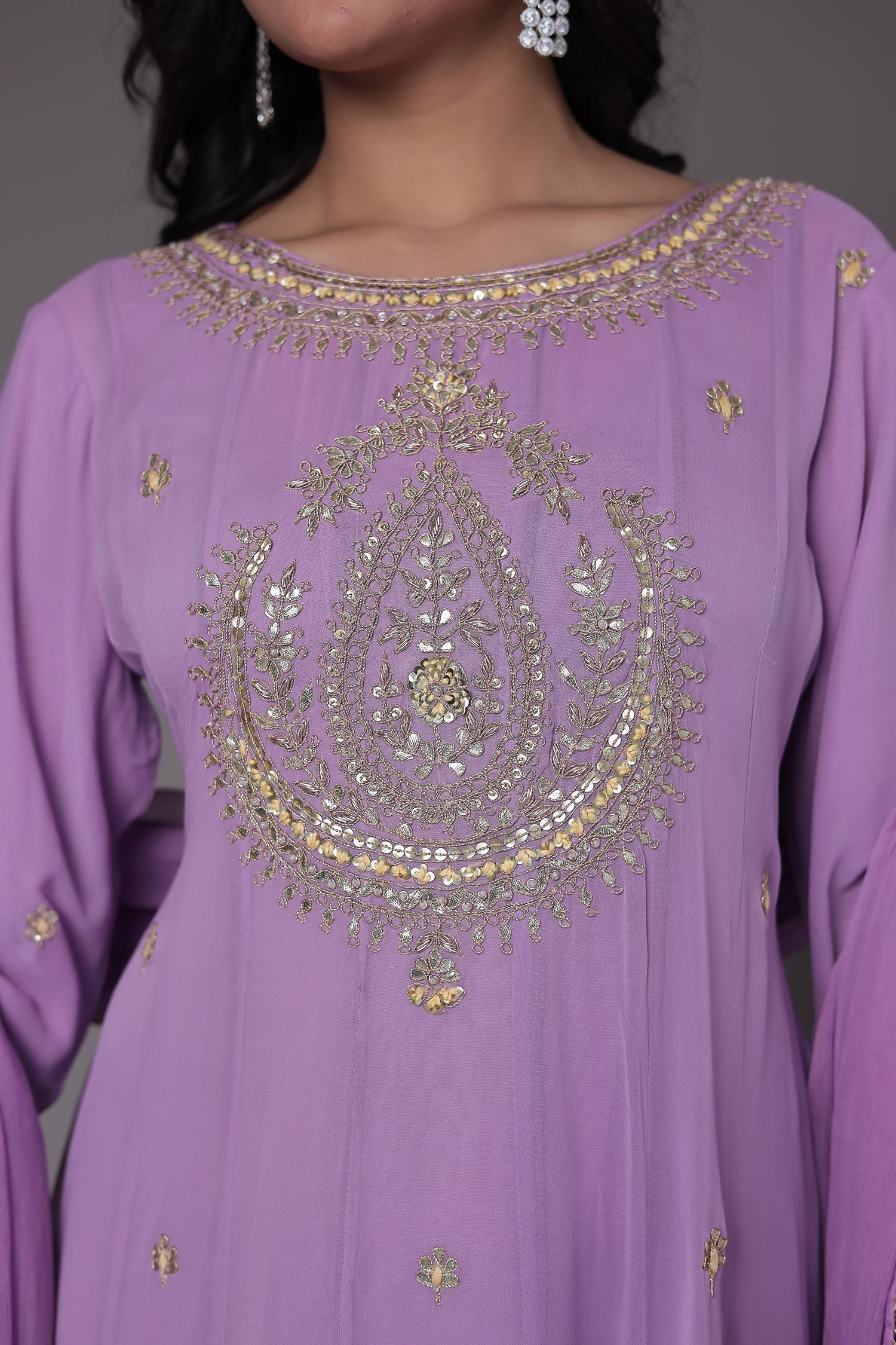 Anarkali Georgette Suit Embellished with Gota Patti work - Image 4