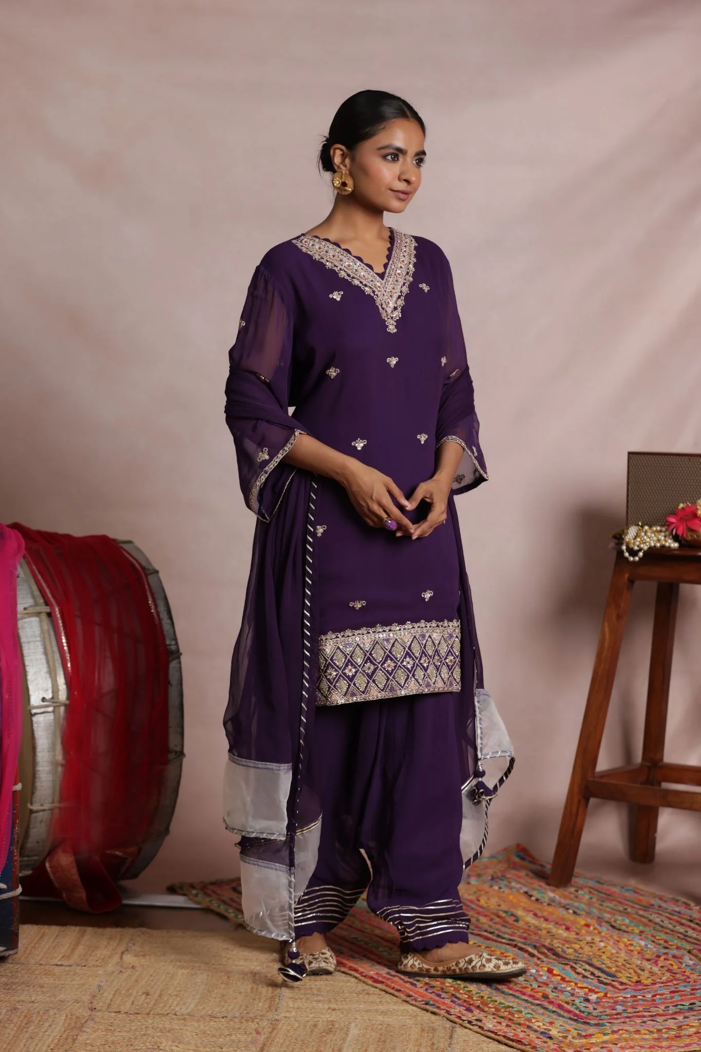 Georgette Patiala Suit with Embroidered work - Image 3