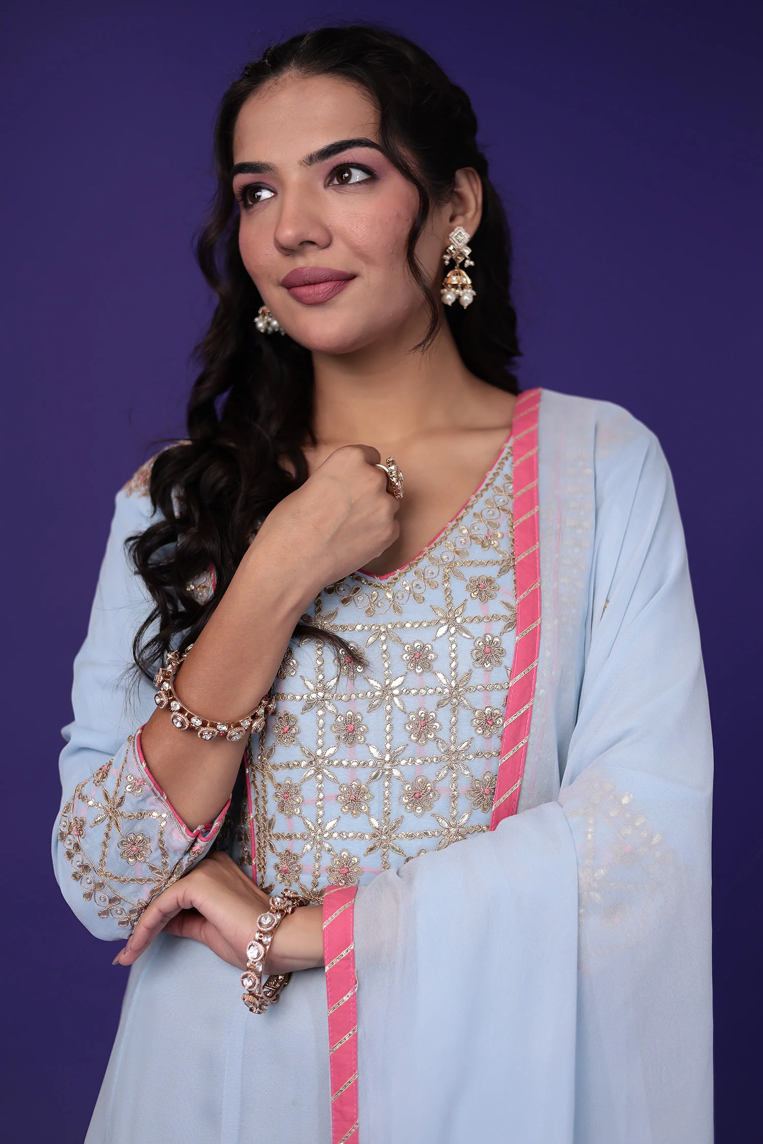 Anarkali Georgette Suit Embroidered with Gota Patti work - Image 2