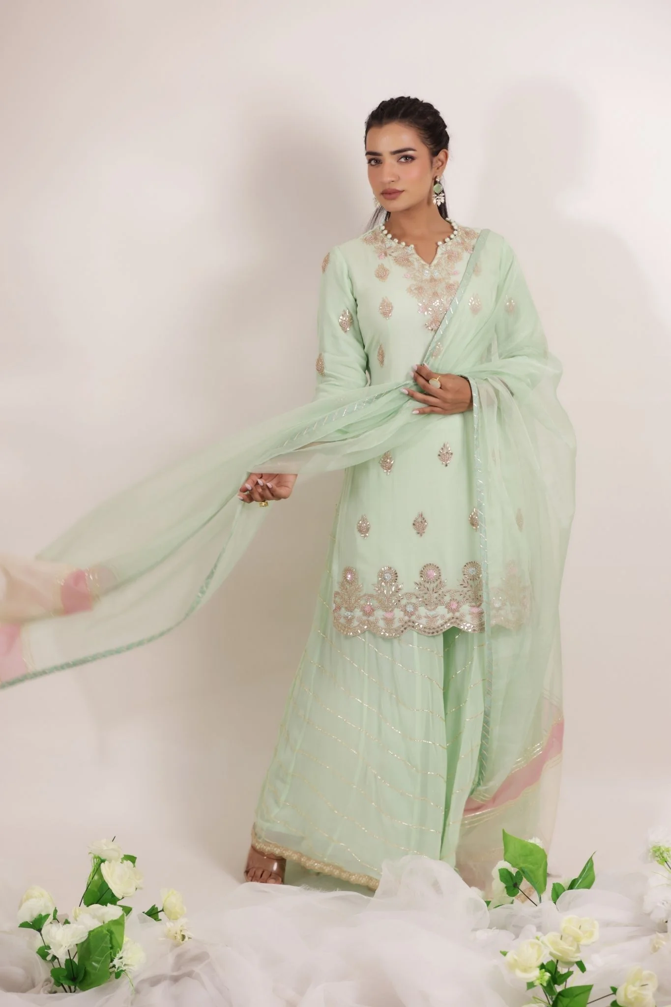 Georgette Straight Suit with Gota Patti and Embroidered work - Image 3